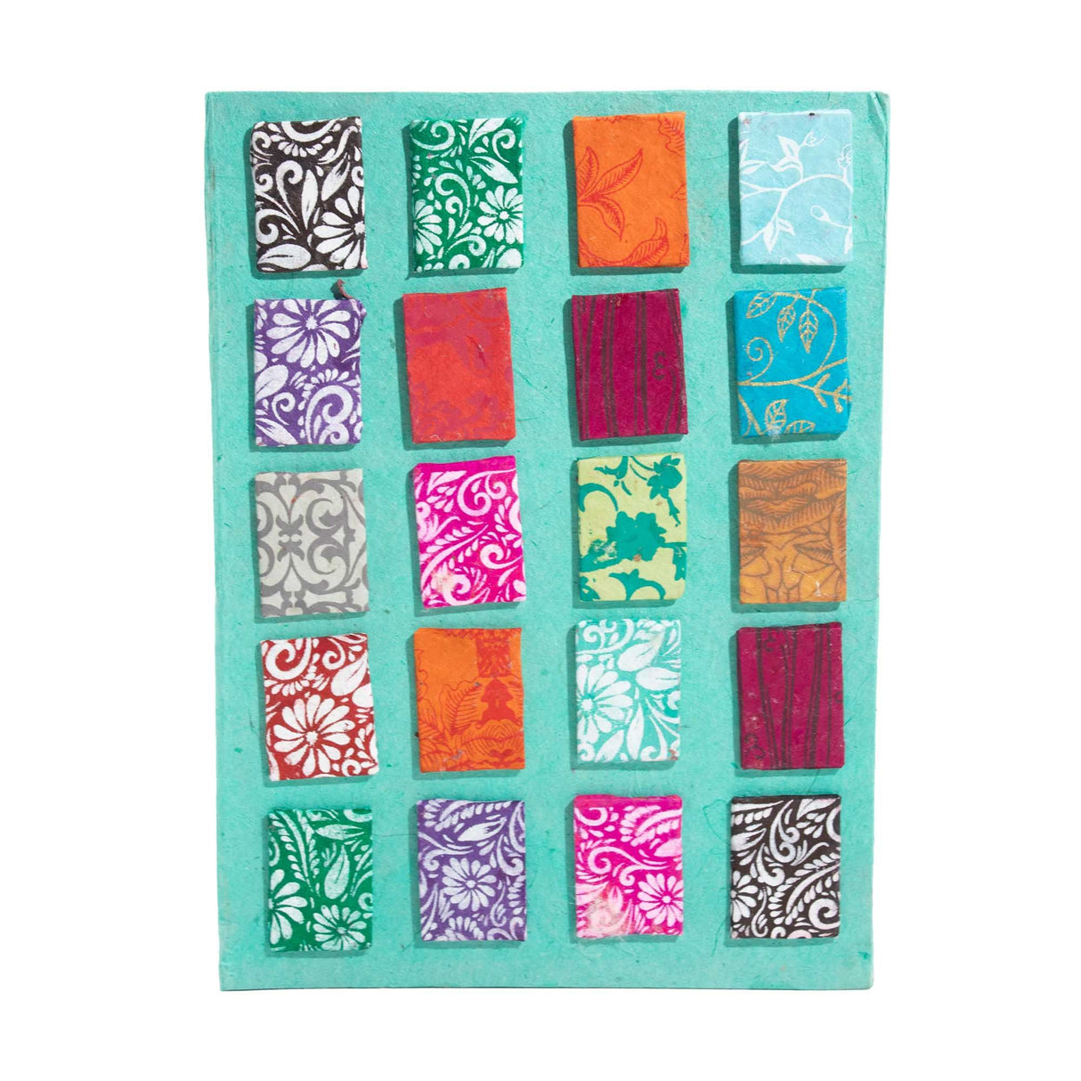 Lokta Mini Tiles Notebook – Large (21x15cm) – 45 Leaves – Includes Bookmark – Teal