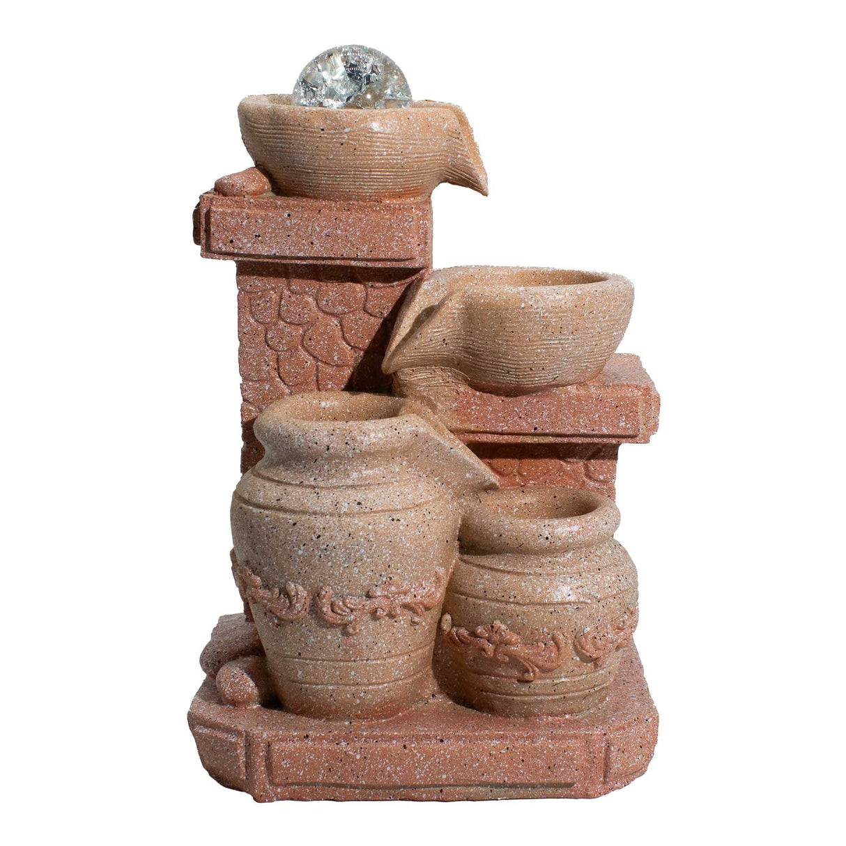 Mediterranean Cascading Pots Tabletop Water Feature (19x14x27cm)