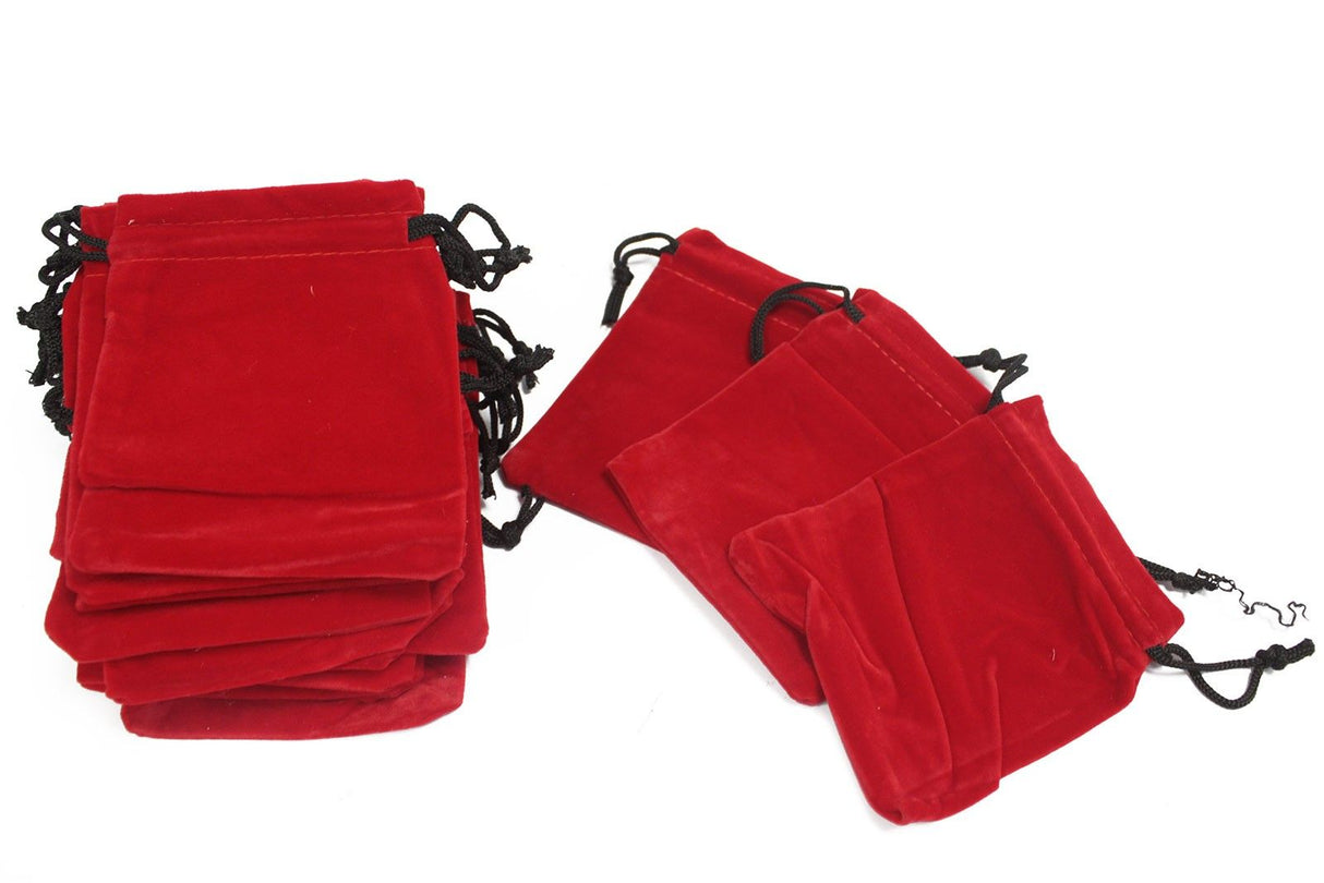 Bolsa de terciopelo con cordón roja 10x12cm