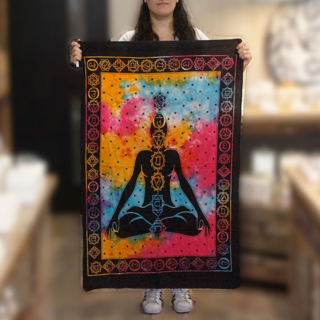 Artă de perete Buddha din bumbac Chakra