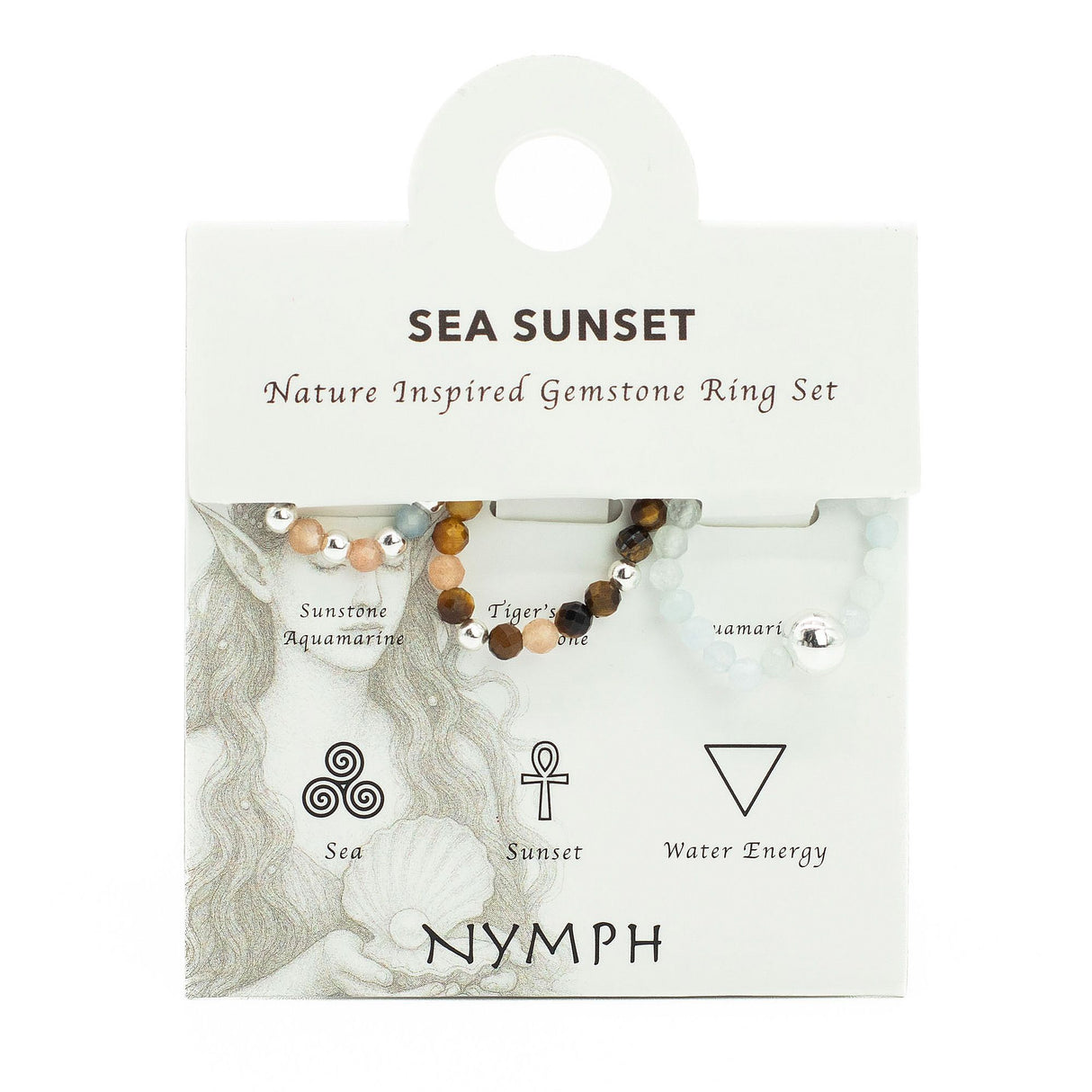 Nymph Spirit Gemstone Ring Set – Sea Sunset