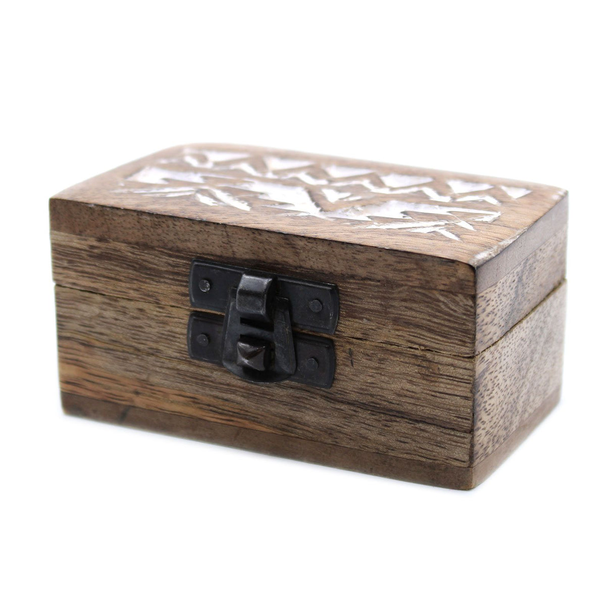 Pill Box Wooden Whitewashed Slavic Design 8.5x5.5x4cm
