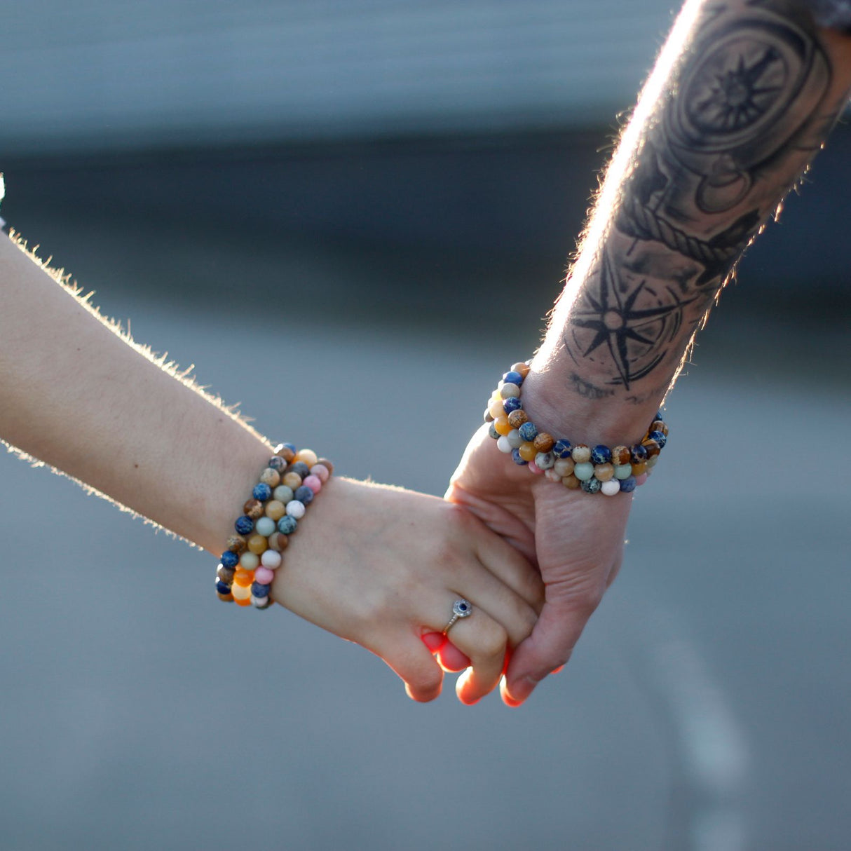 Bracelets de couple lot de 2 pierre œil de tigre noire
