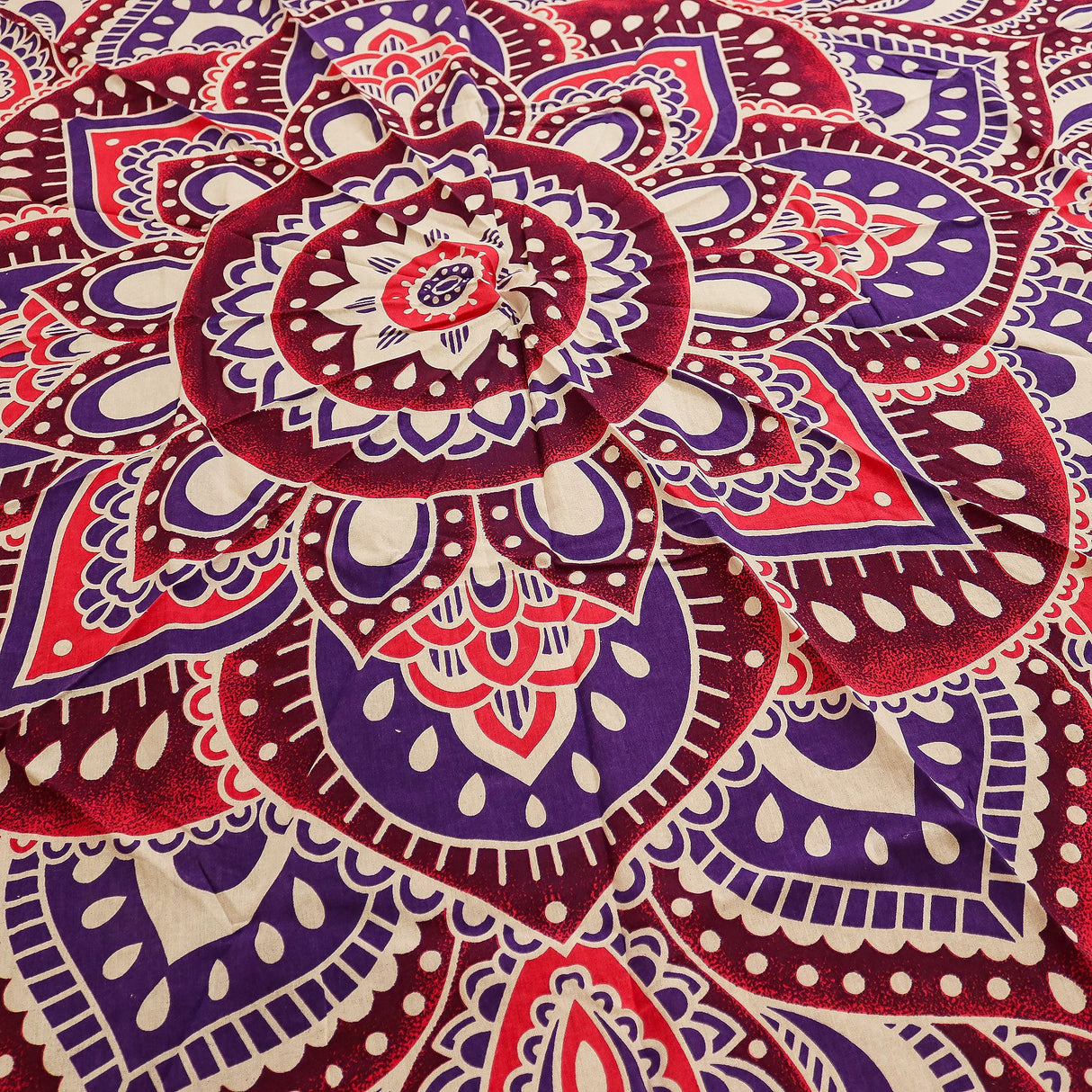 Grand Mandala Rond Art (180 cm) - Rose et Violet