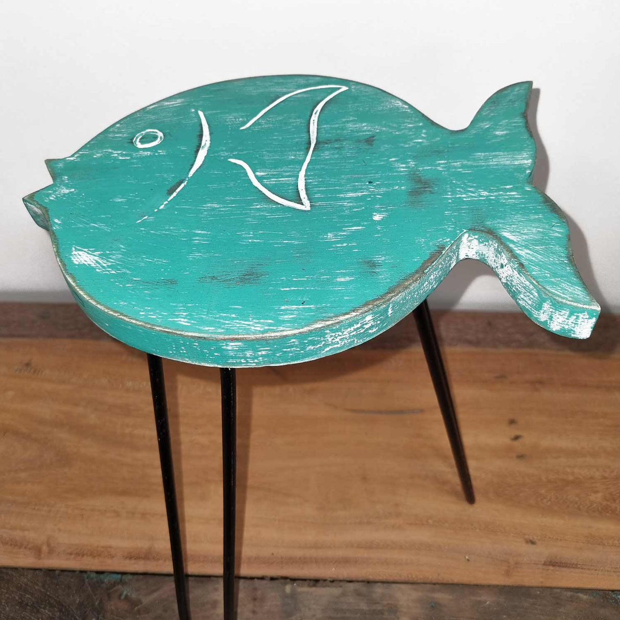 Suporte para Peixe, Madeira de Albasia Turquesa