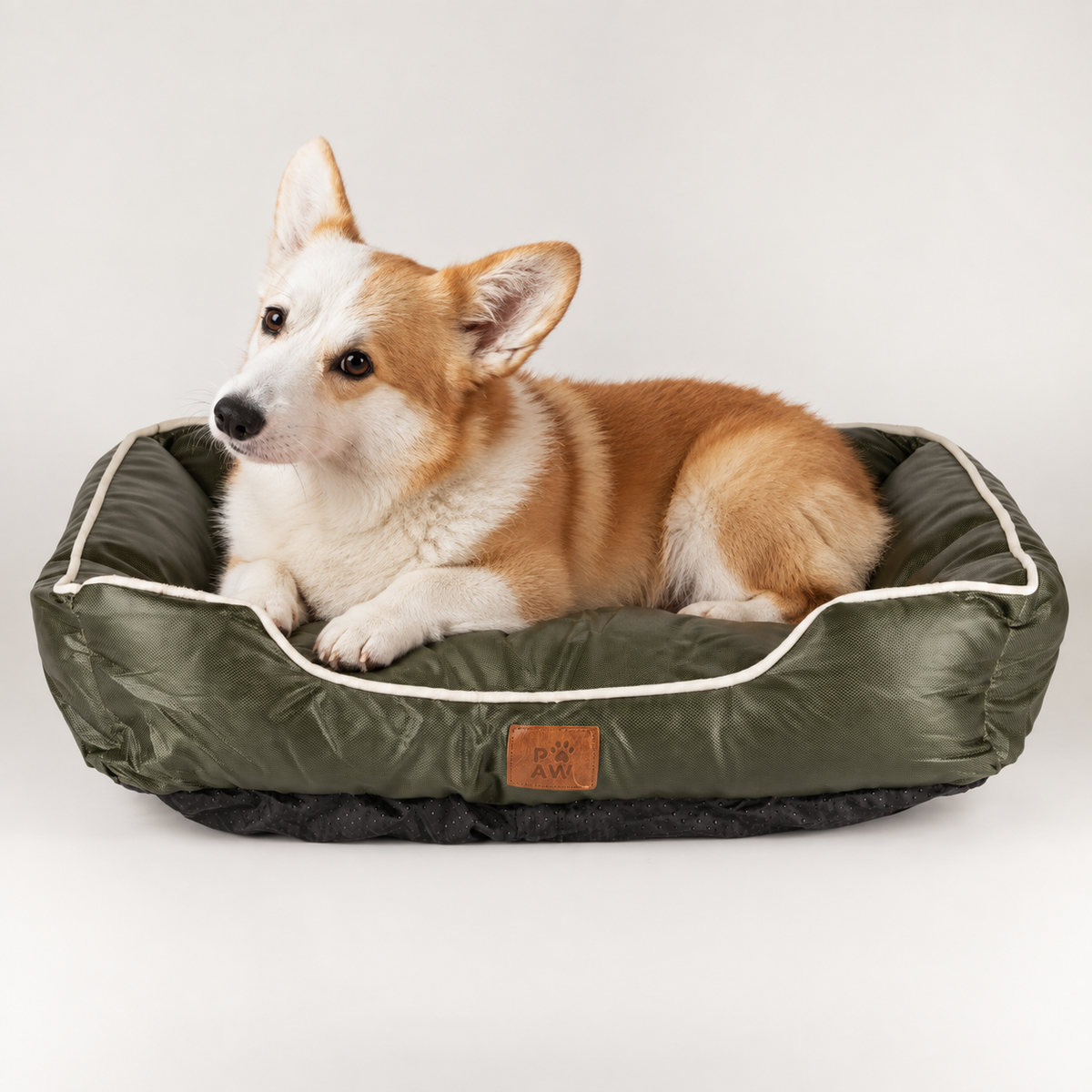 PAW Bed – Small Khaki Green – 60 × 50 × 15 cm