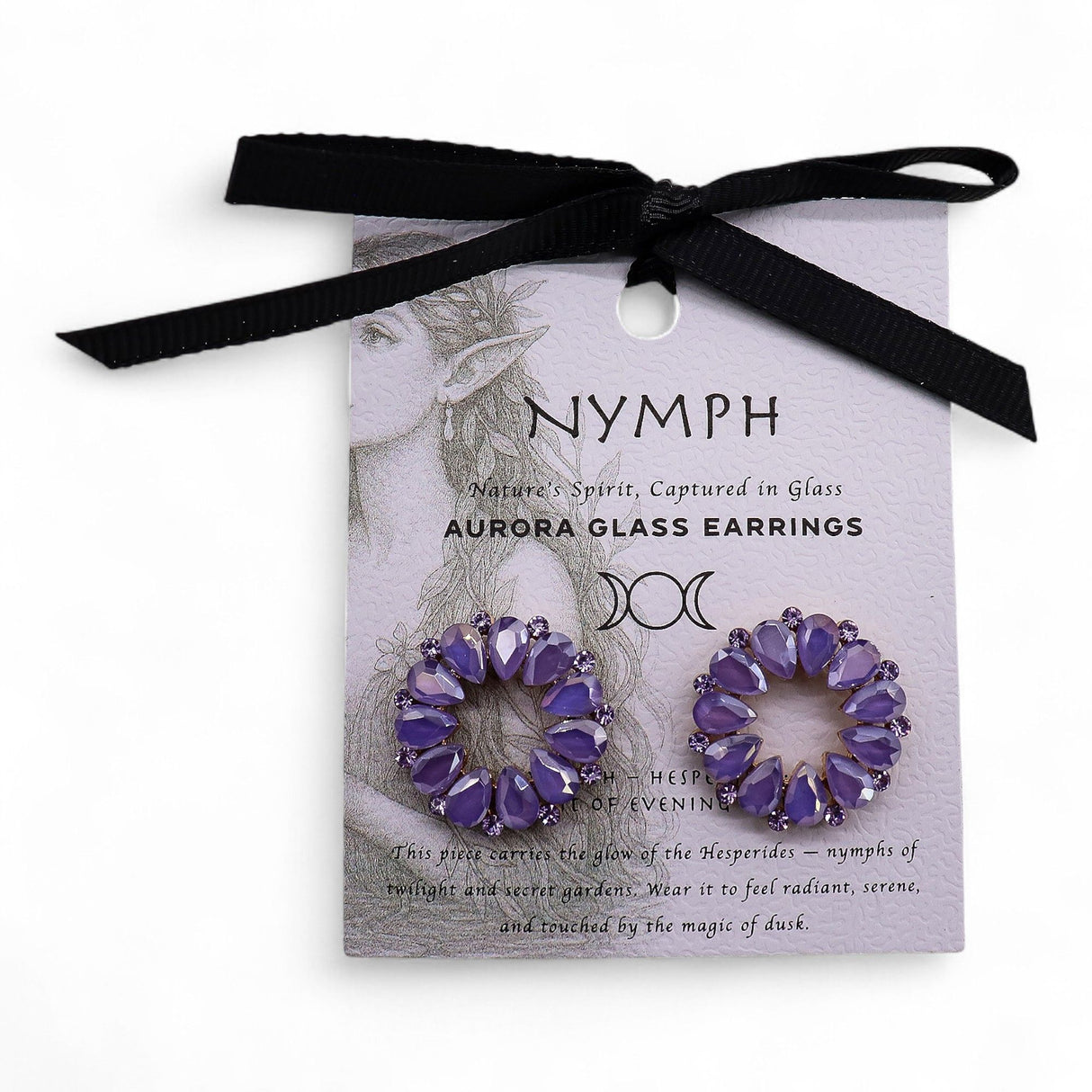 Vintage Lavender Glass Halo Stud Earrings