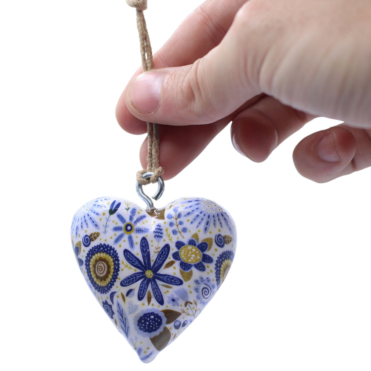 Large Decor Wood Hearts – Blue Floral