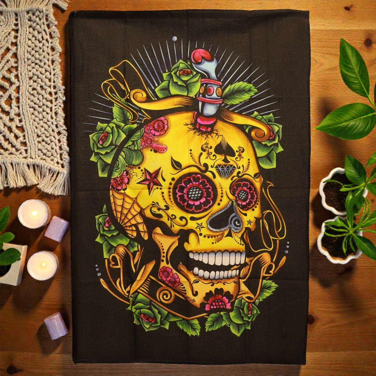 Cotton Wall Art (70x110cm) – Dead of the Dead Skull, Tapestries