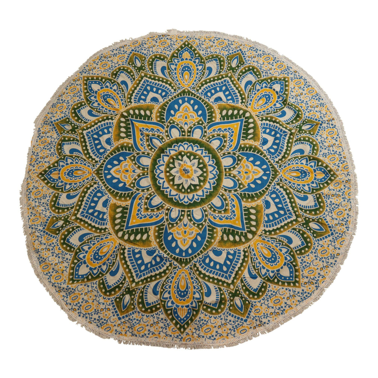 Large Mandala Roundy Art (180cm) – Yellow & Blue