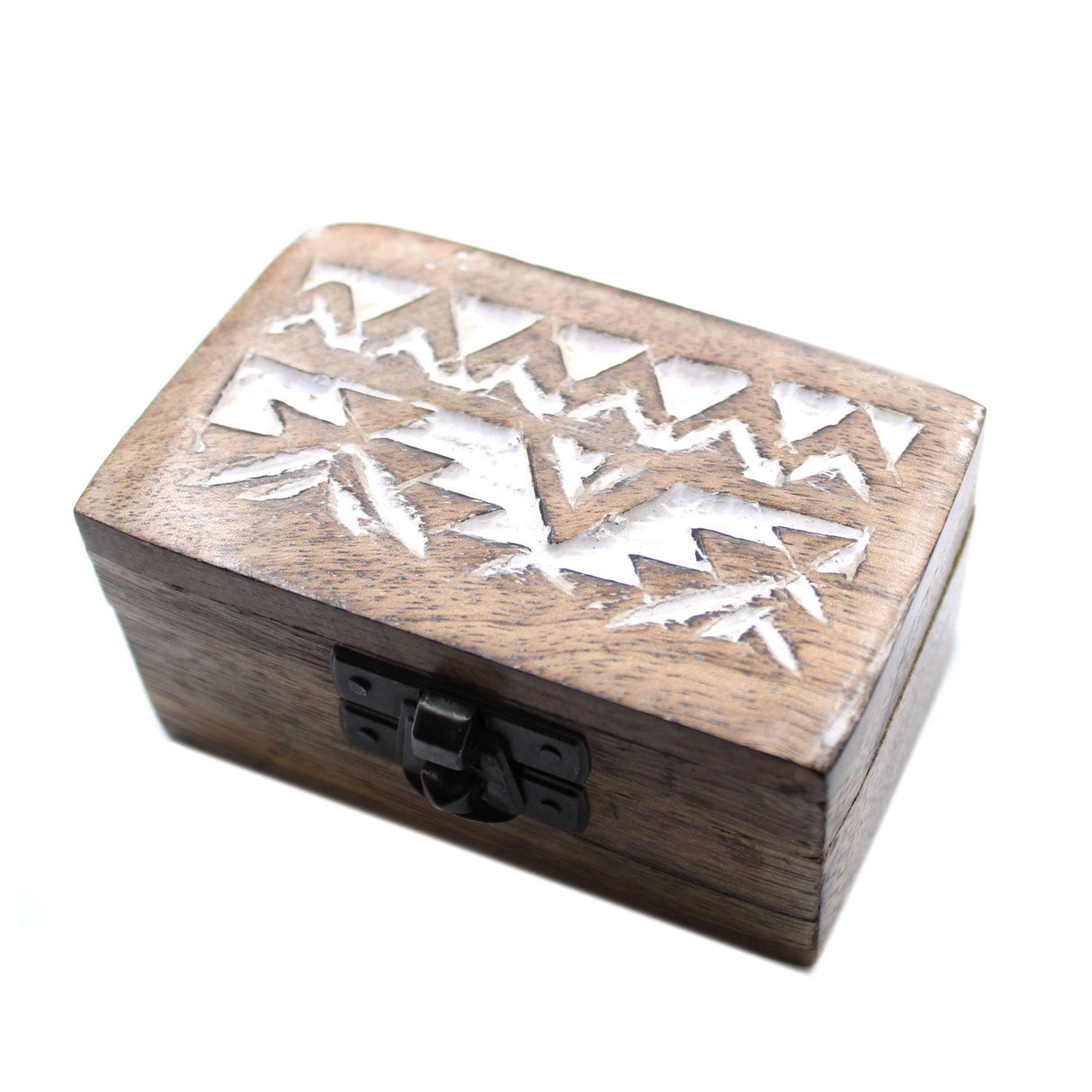 Pill Box Wooden Whitewashed Slavic Design 8.5x5.5x4cm