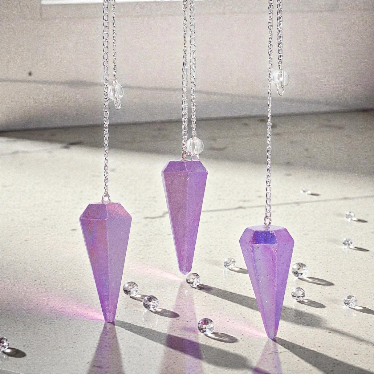 Six Sided Pendulum – Aurora Crystal Purple – 4cm