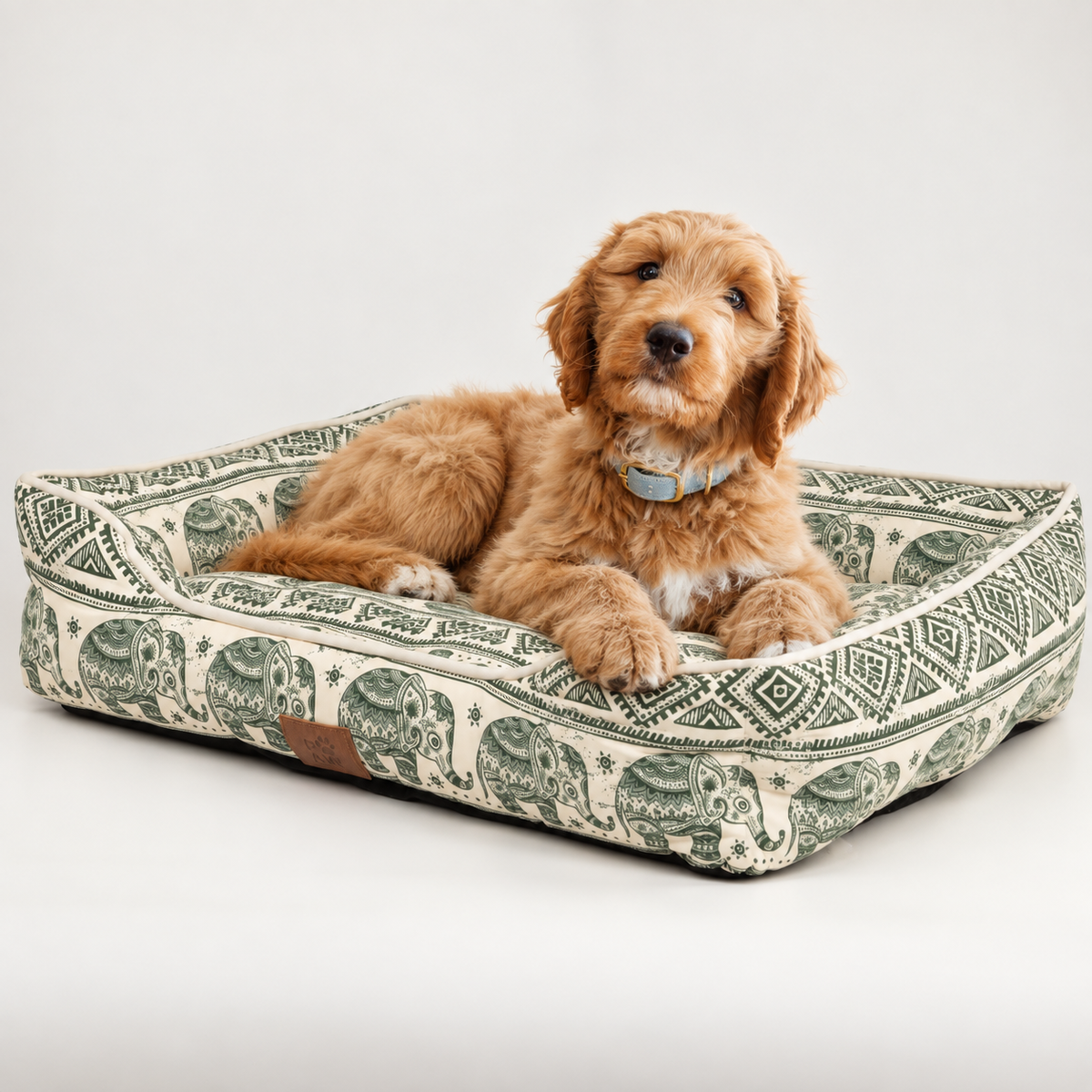 PAW Bed – Lucky Elephant – Green – 60 × 50 × 14 cm