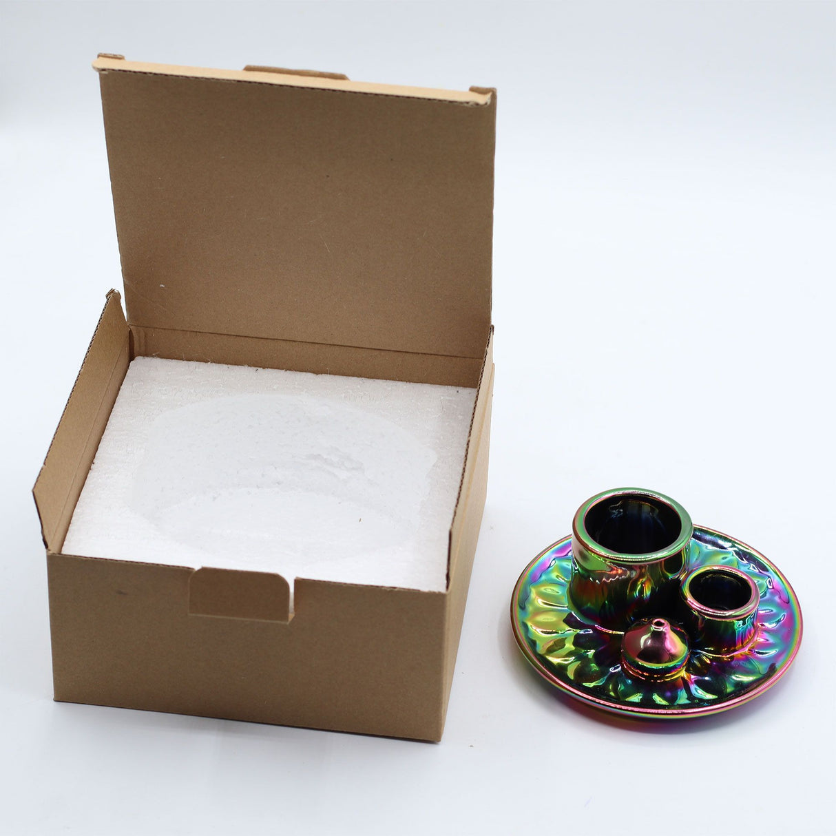 Palo Santo Smudge Incense Holder Iridescent Mandala Ceramic