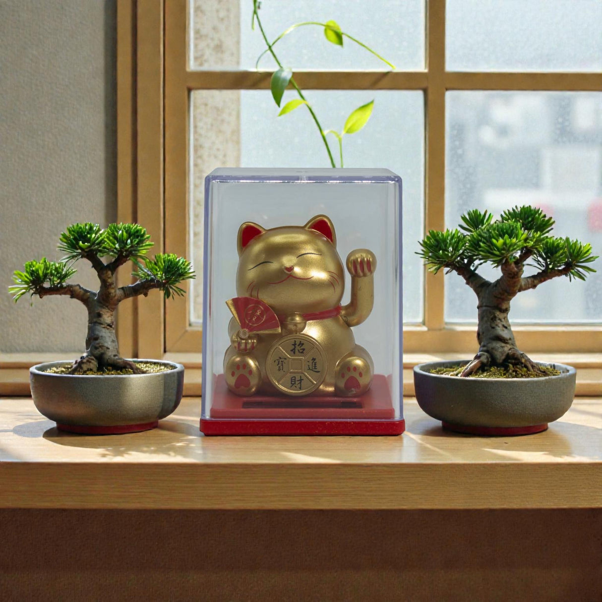 Миниатюрный солнечный кот с деньгами в коробке – золотой