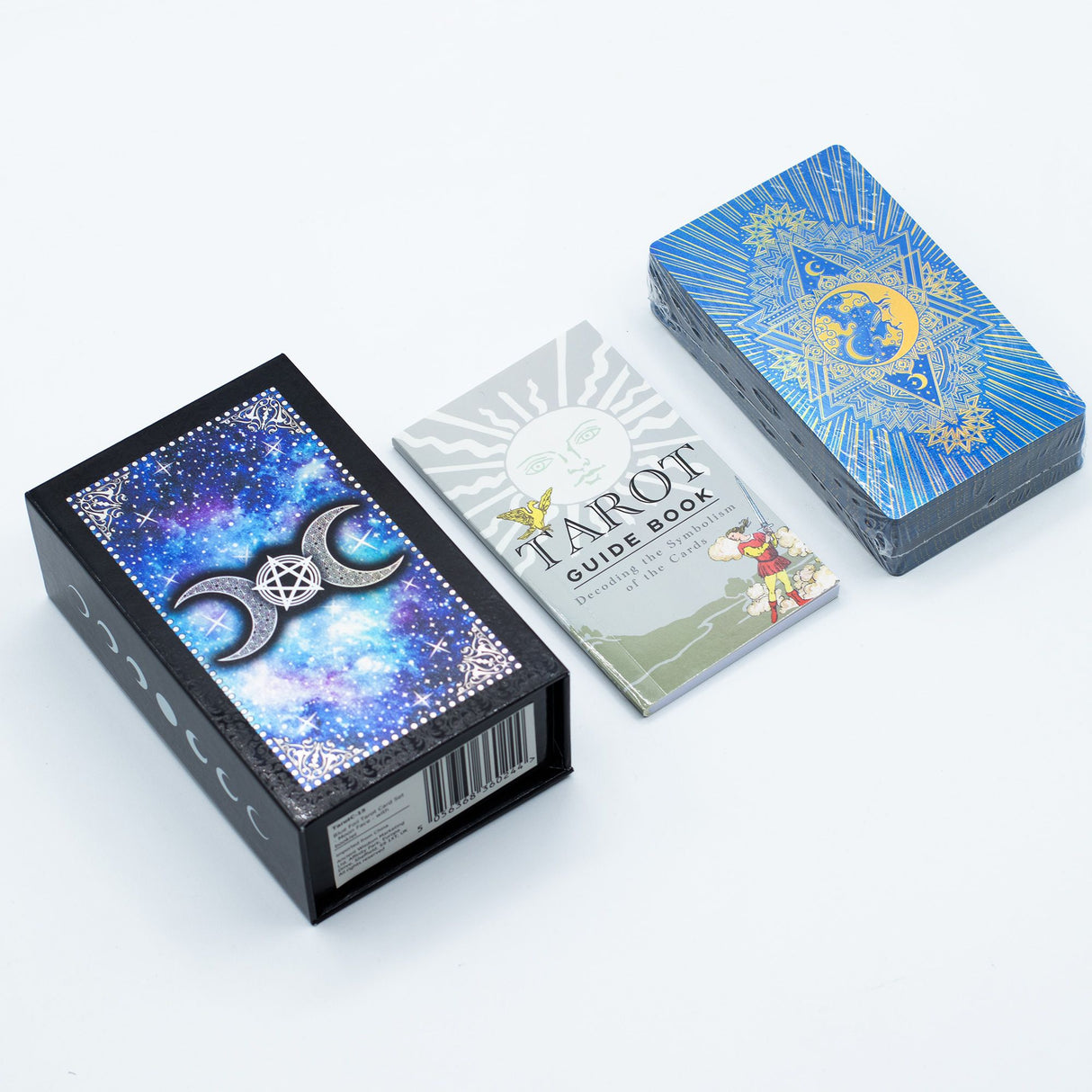 Blue Foil Tarot Card Set – Moon Face – with booklet