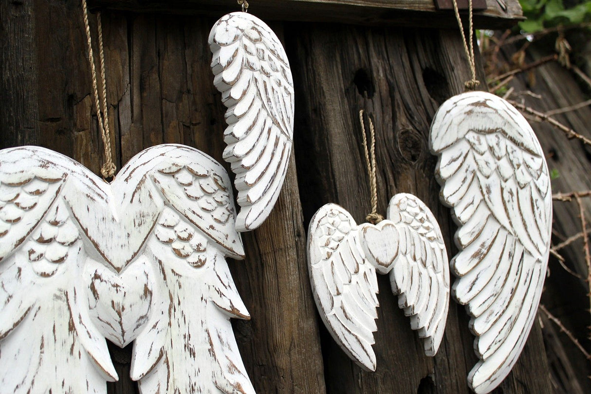 Angel Wing Wooden Hanging Decoration 30cm