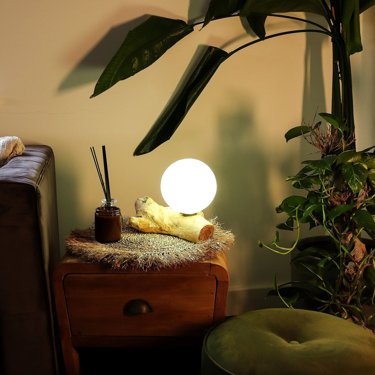 DriftGlow Lamp Cotton Luna Ivory Shade