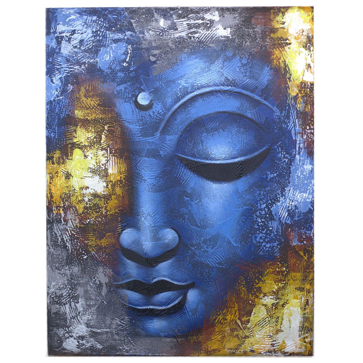 Buddha Canvas Painting, Blue Face Abstract