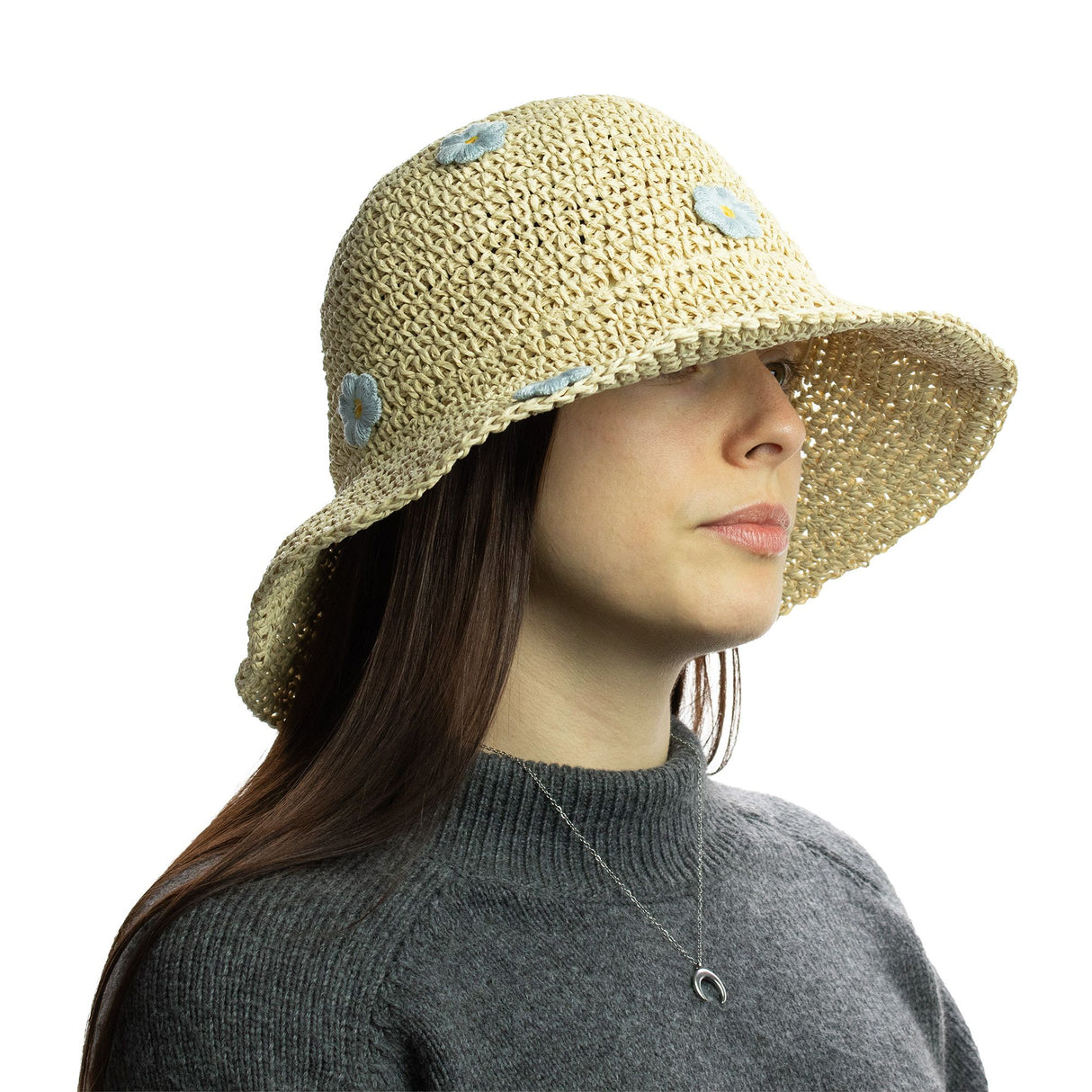 Nomad Sari Floppy Straw Sun Hat – Beige & Flowers