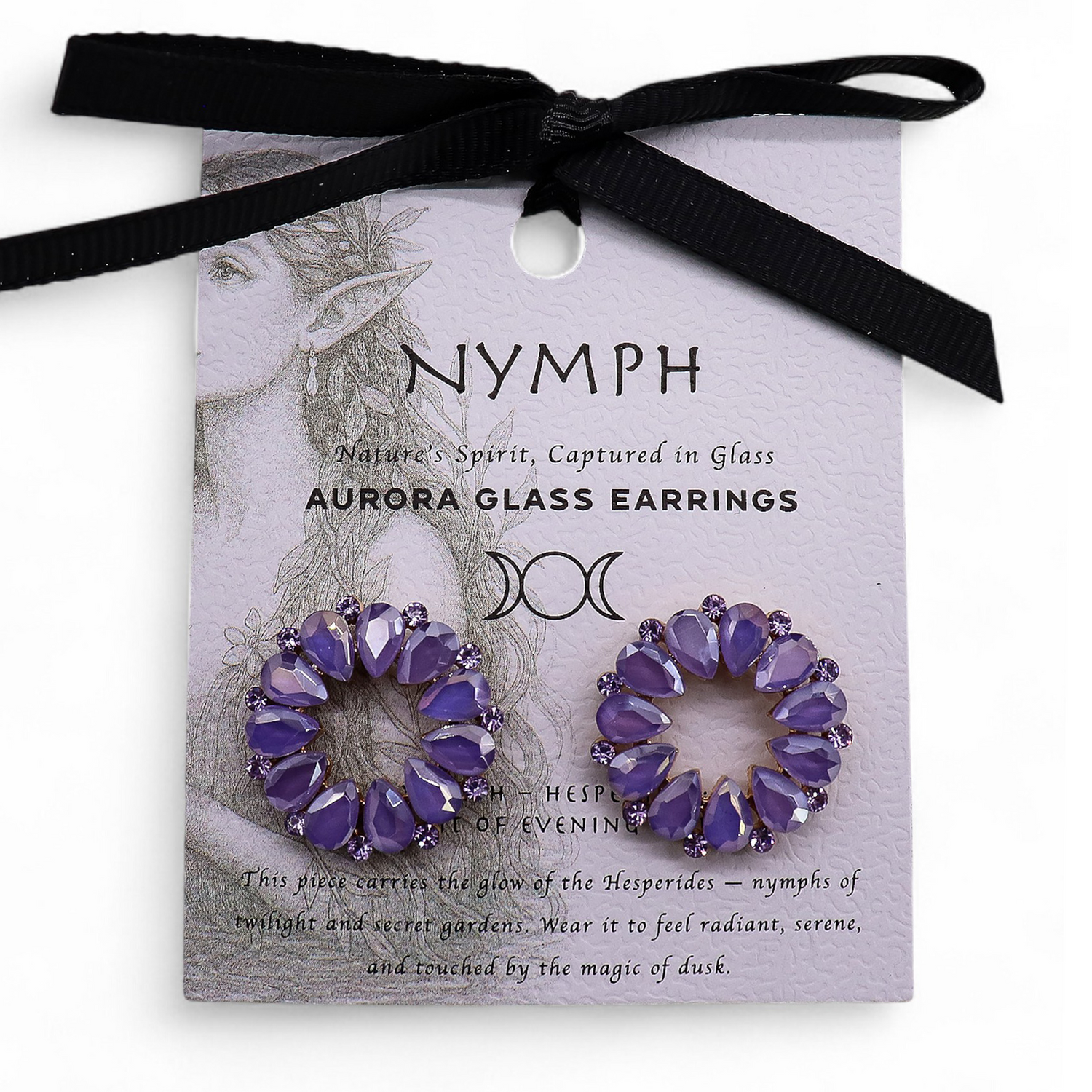 Vintage Lavender Glass Halo Stud Earrings