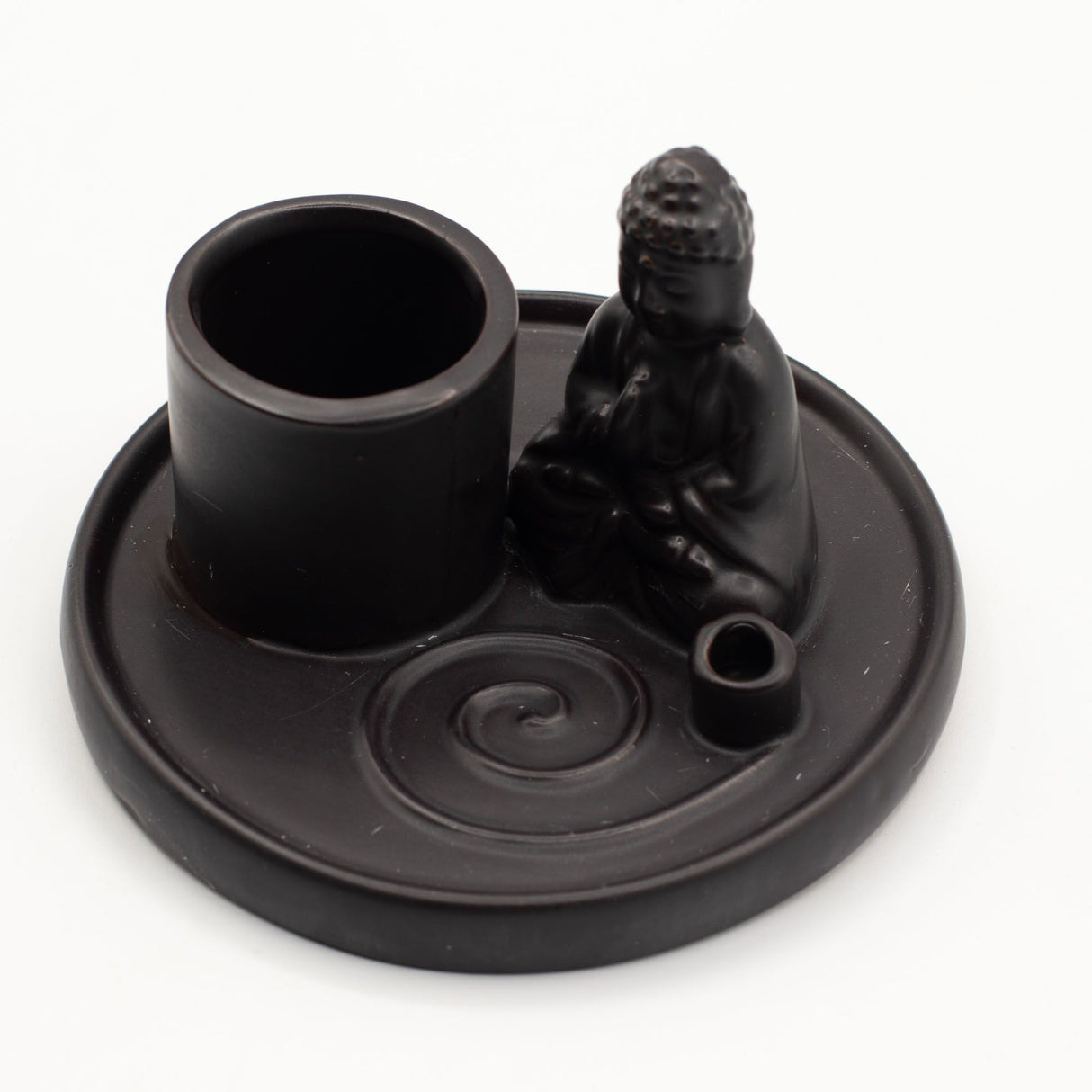 Plateau d'Encens Bouddha Polyvalent – Céramique Noir Mat
