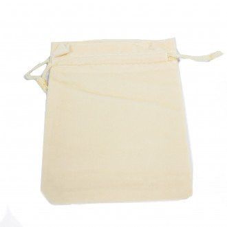 Bolsa de terciopelo con cordón – Marfil 10x12cm