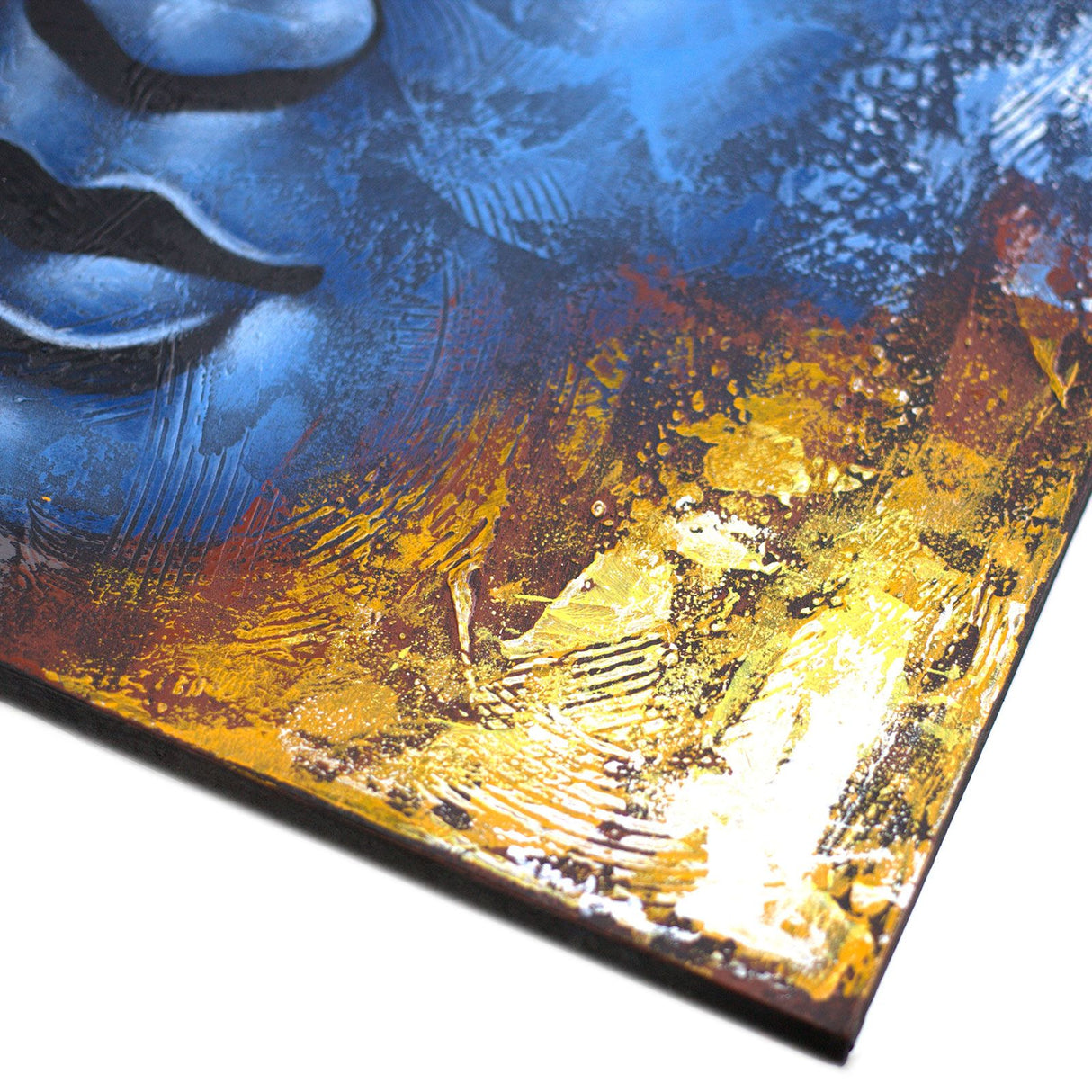 Buddha Canvas Painting, Blue Face Abstract