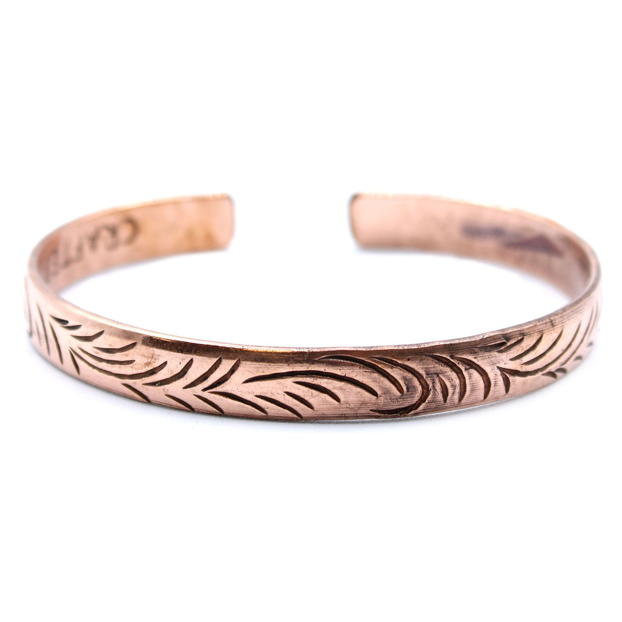 Copper Bracelet, Slim Tibetan Tribal Swirls