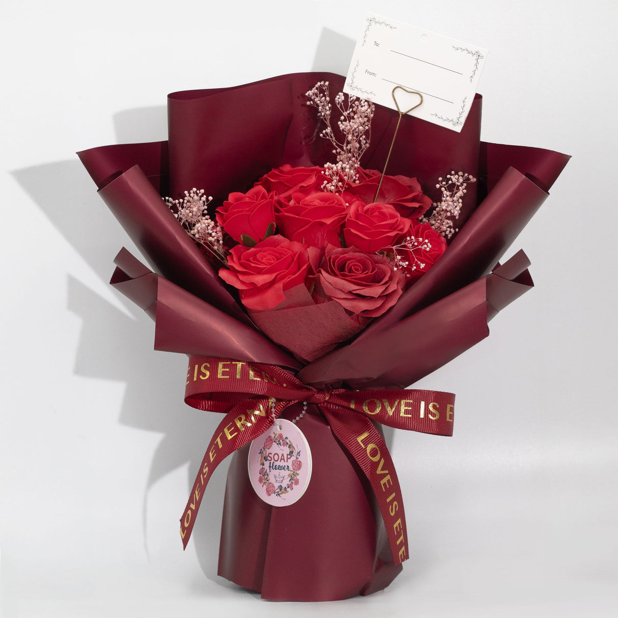 Ramo Grande de Rosas Rojas – El Amor es Eterno – Tarjeta de Regalo
