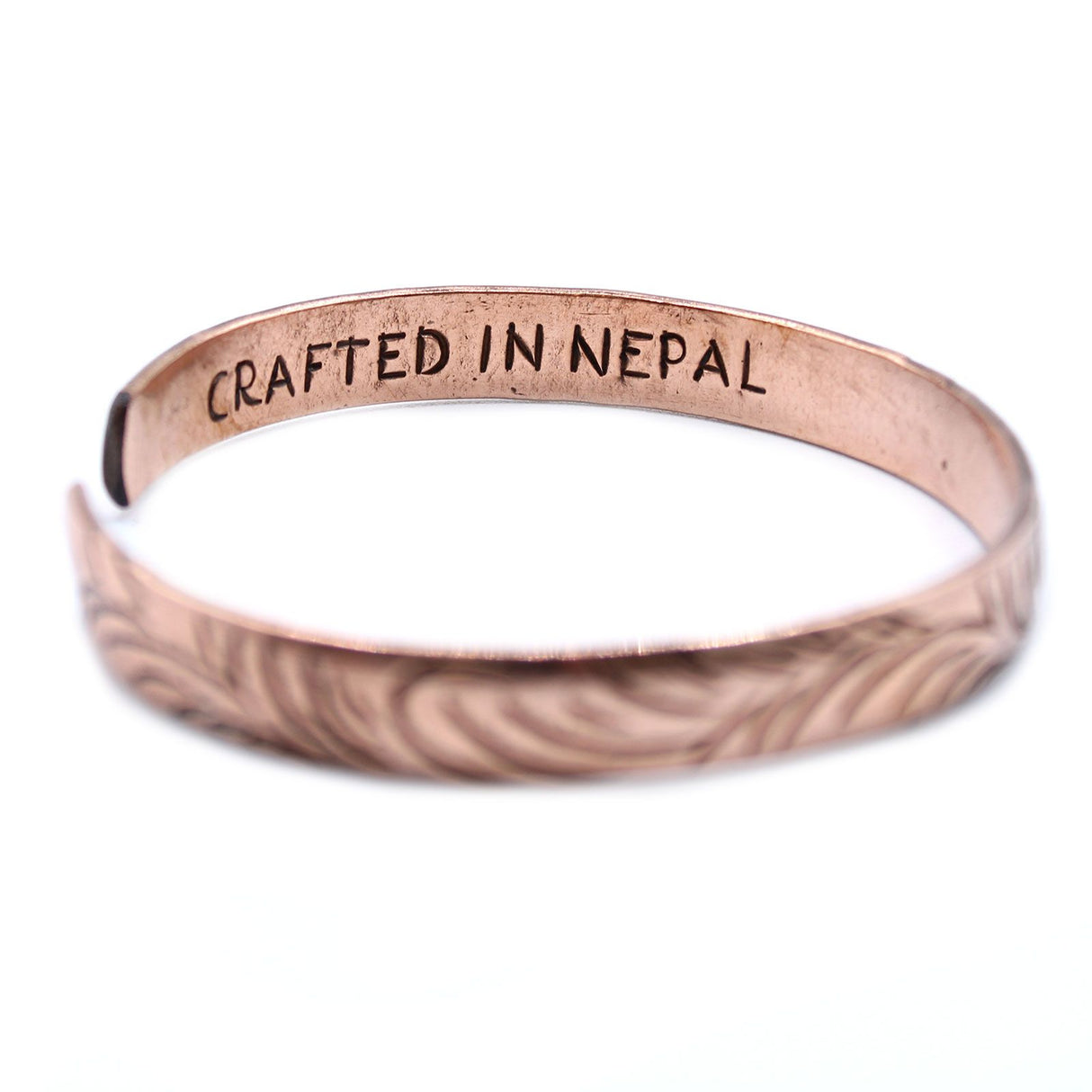 Copper Bracelet, Slim Tibetan Tribal Swirls