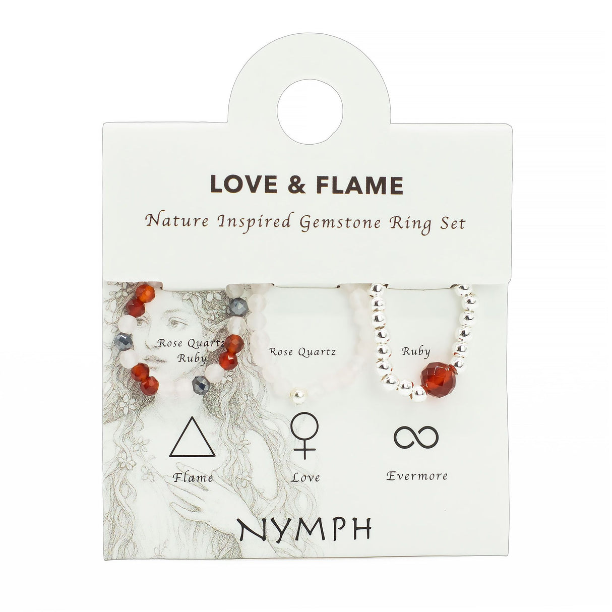 Nymph Spirit Gemstone Ring Set – Love & Flame