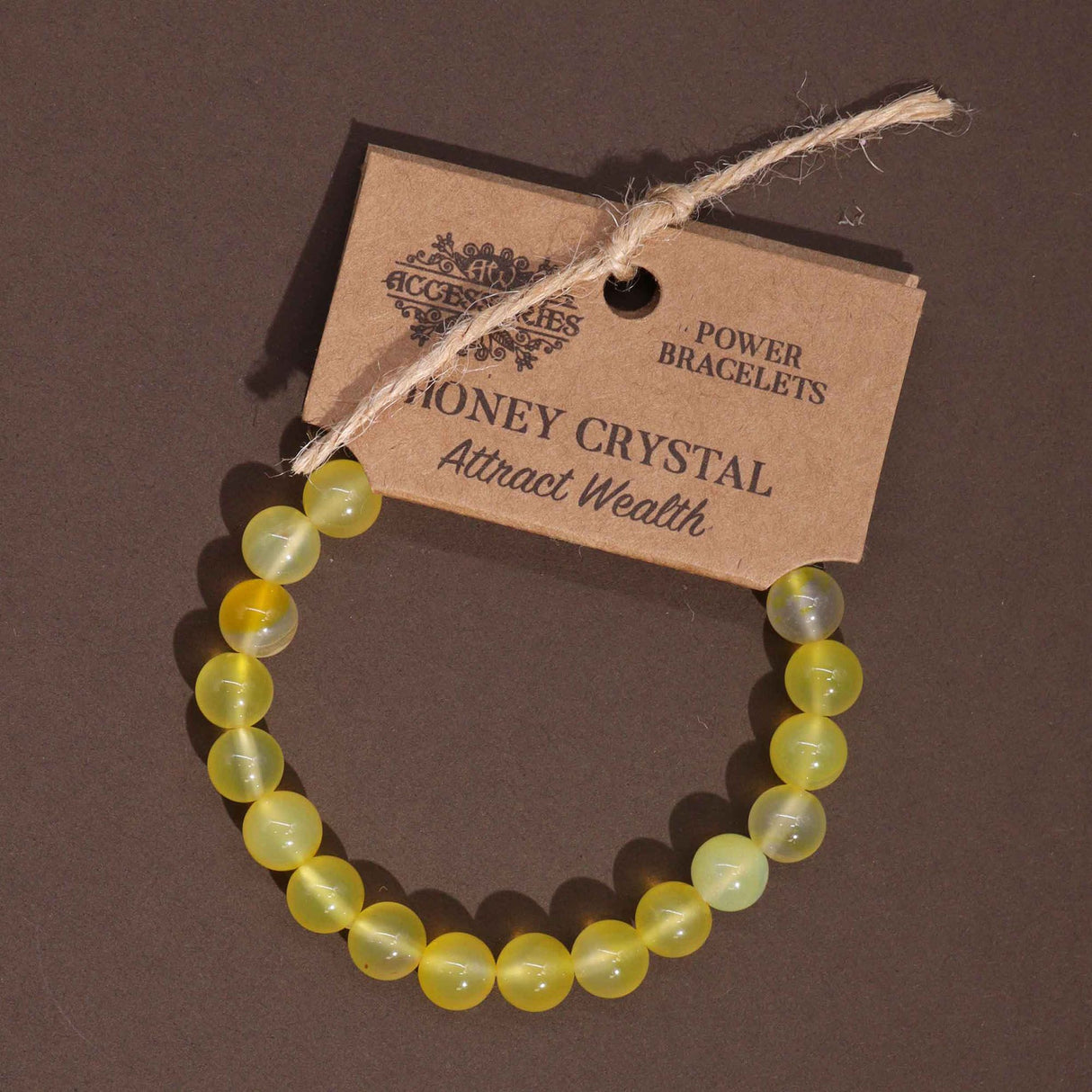 Pulsera elástica de cuentas de cristal de miel de 8 mm