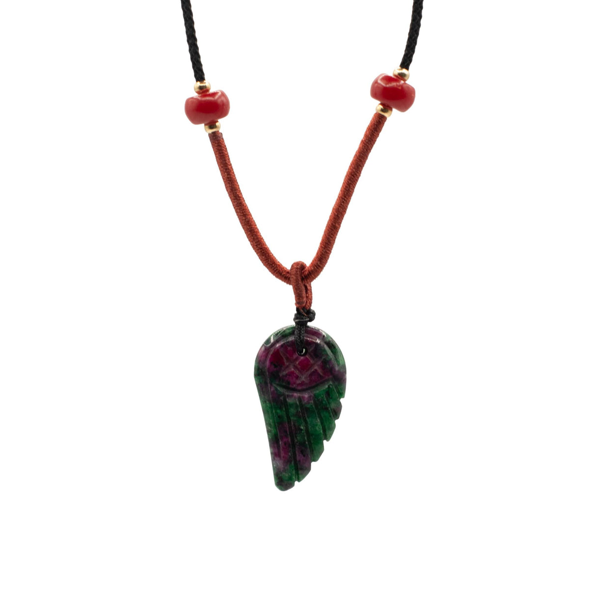 Cord Necklace Gemstone Pendant – Morganite Angel Wing