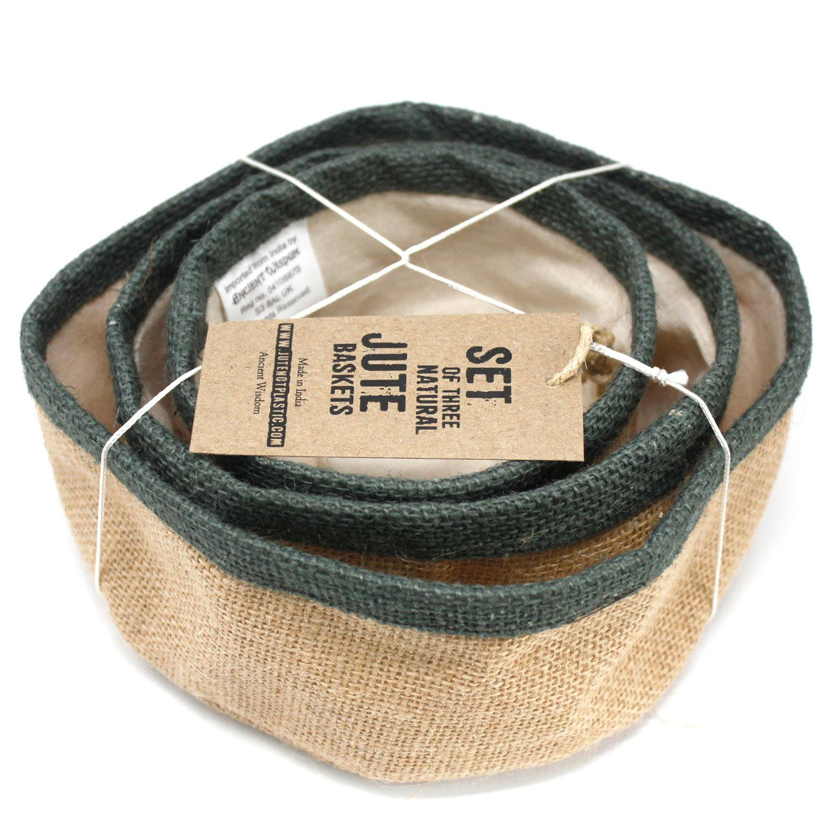 Natural Jute Baskets Set of 3 Charcoal