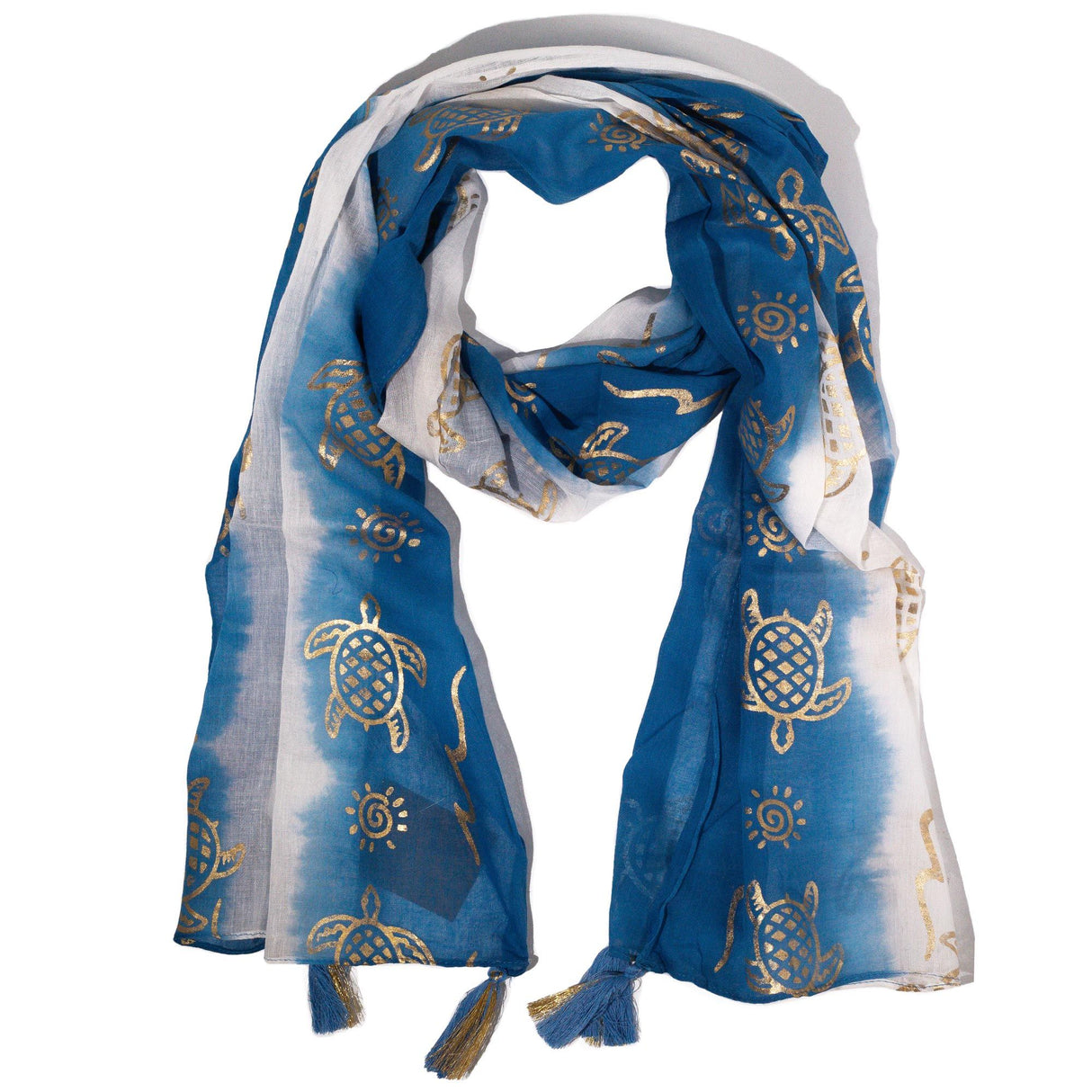 Nomad Sari Summer Turtle Print Scarf – Sea Blue (180x50cm)