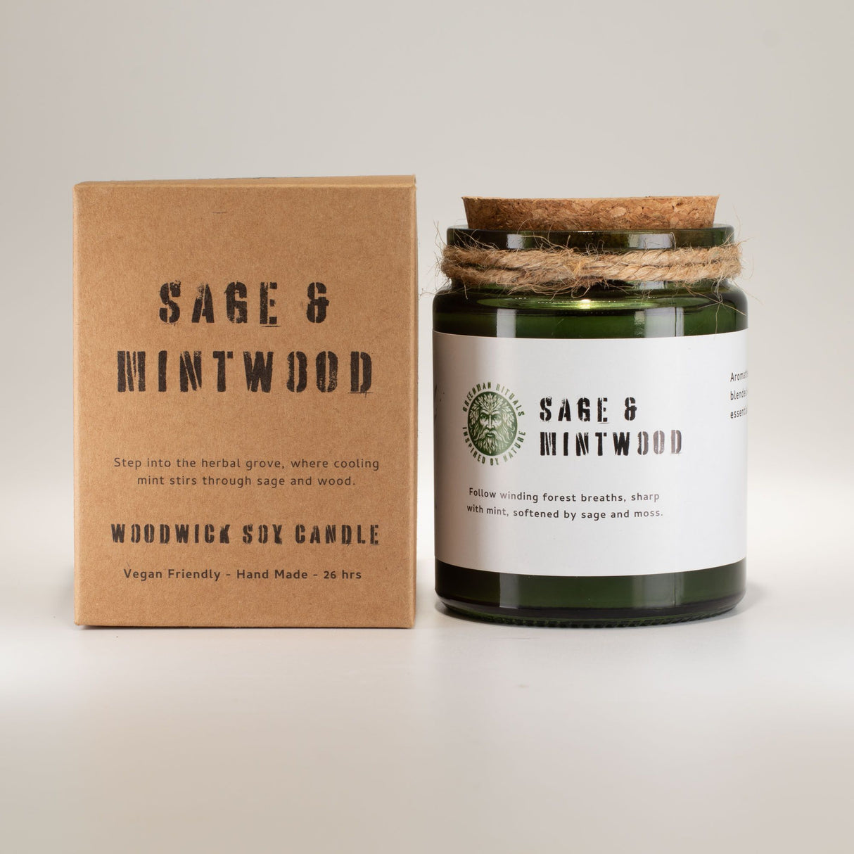Greenman Woodwick sójová sviečka – Šalvia a Mätové drevo
