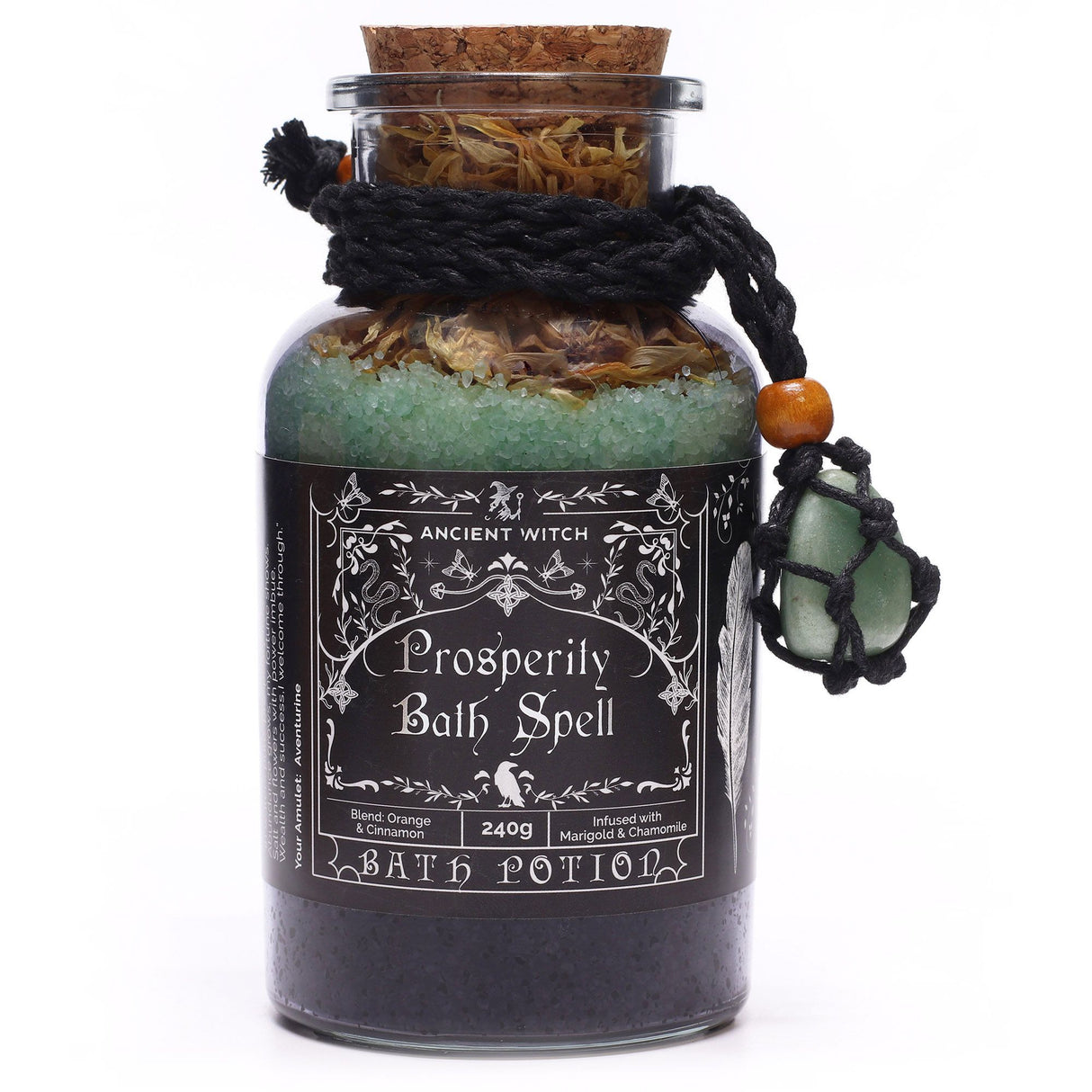 Poción de Baño de Hechizo de Bruja Antigua y Amuleto de Cristal de Aventurina – Prosperidad