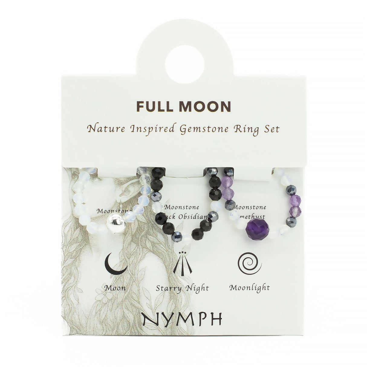Nymph Spirit Gemstone Ring Set – Full Moon