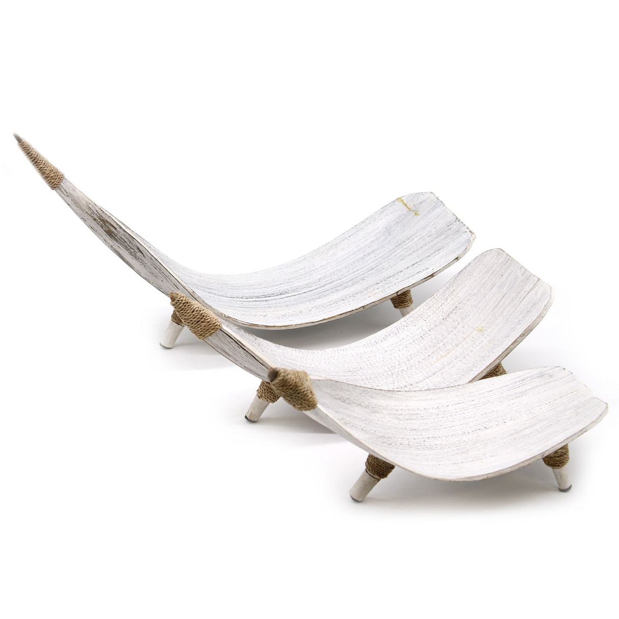 Coconut Leaf Fruit Bowls Set of 3 Whitewash