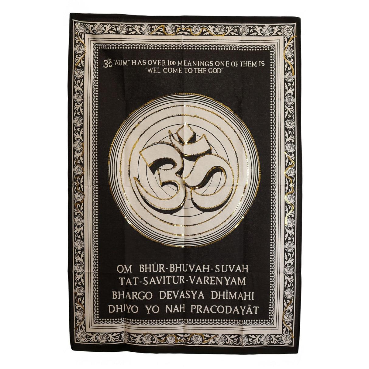 Bavlněné nástěnné umění (70x110 cm) – Om – Vítejte u Boha