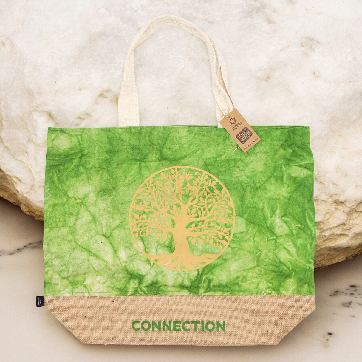 Tote Bag Tree of Life Green Stonewash