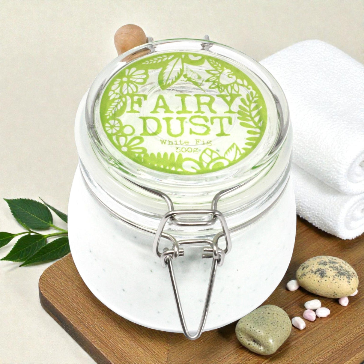 Agnes + Cat Fairy Dust 500g – White Fig, Bath Dust