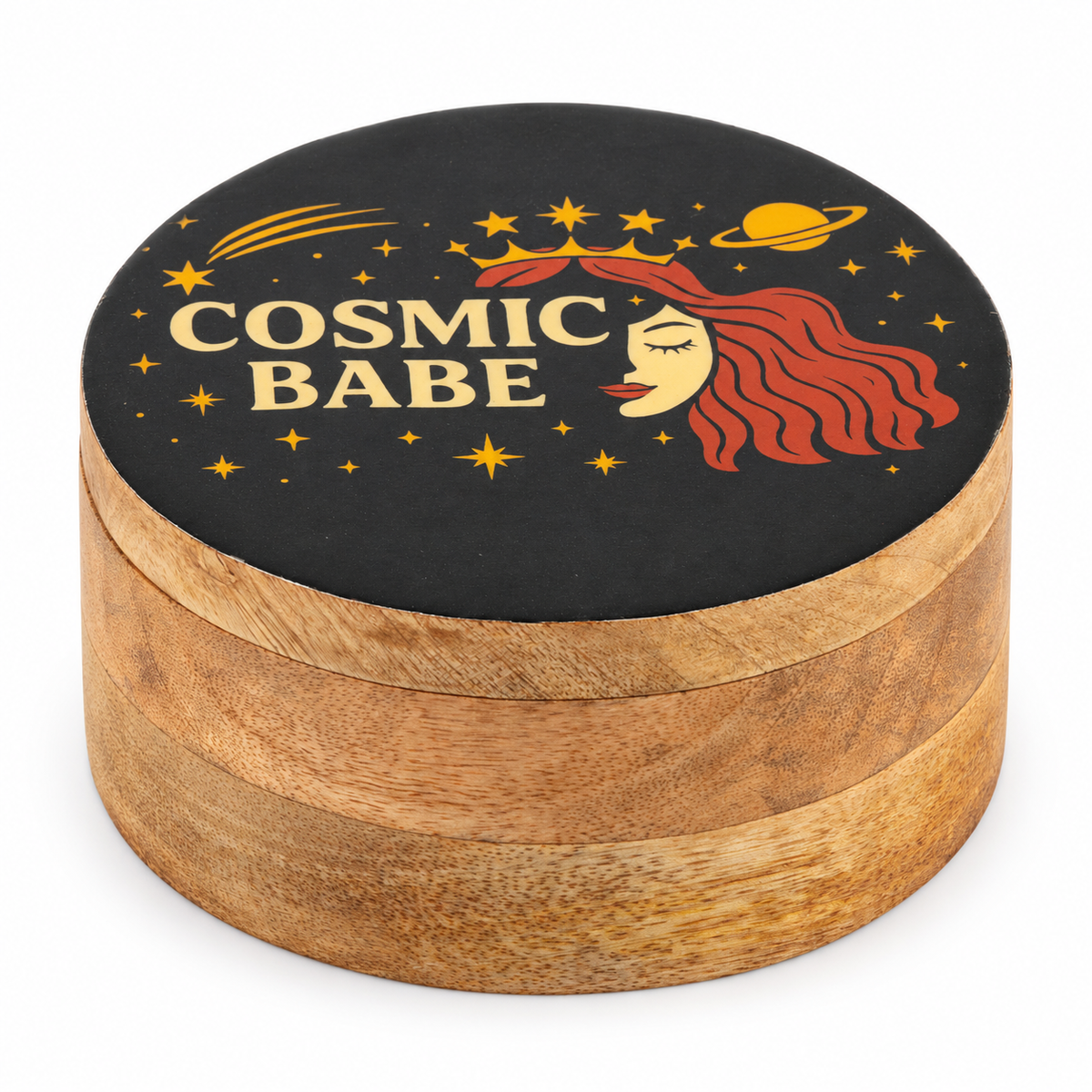 Round Enamelled Box - Cosmic Babe