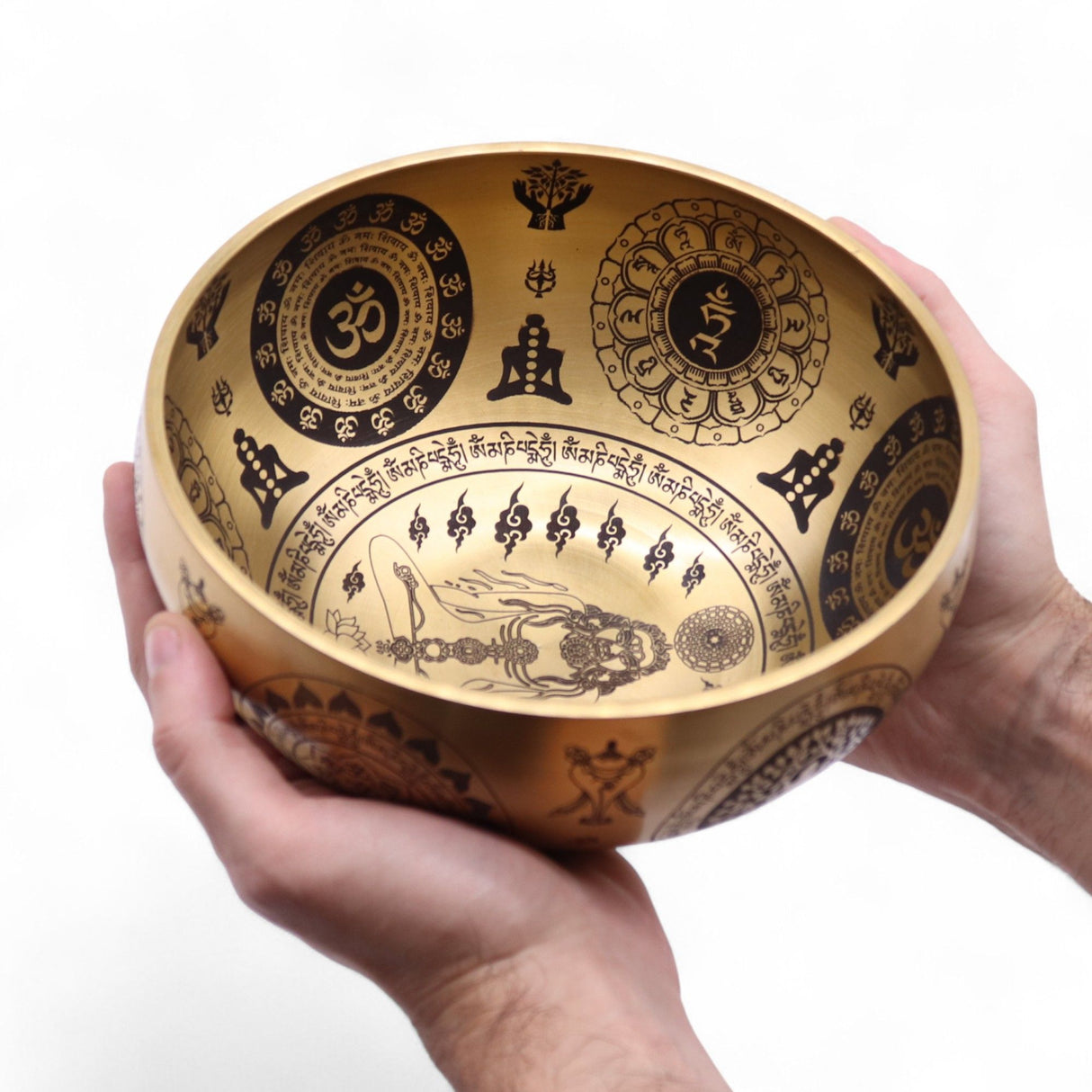 Set of 4 Etched Brass Tibetan Singing Bowls