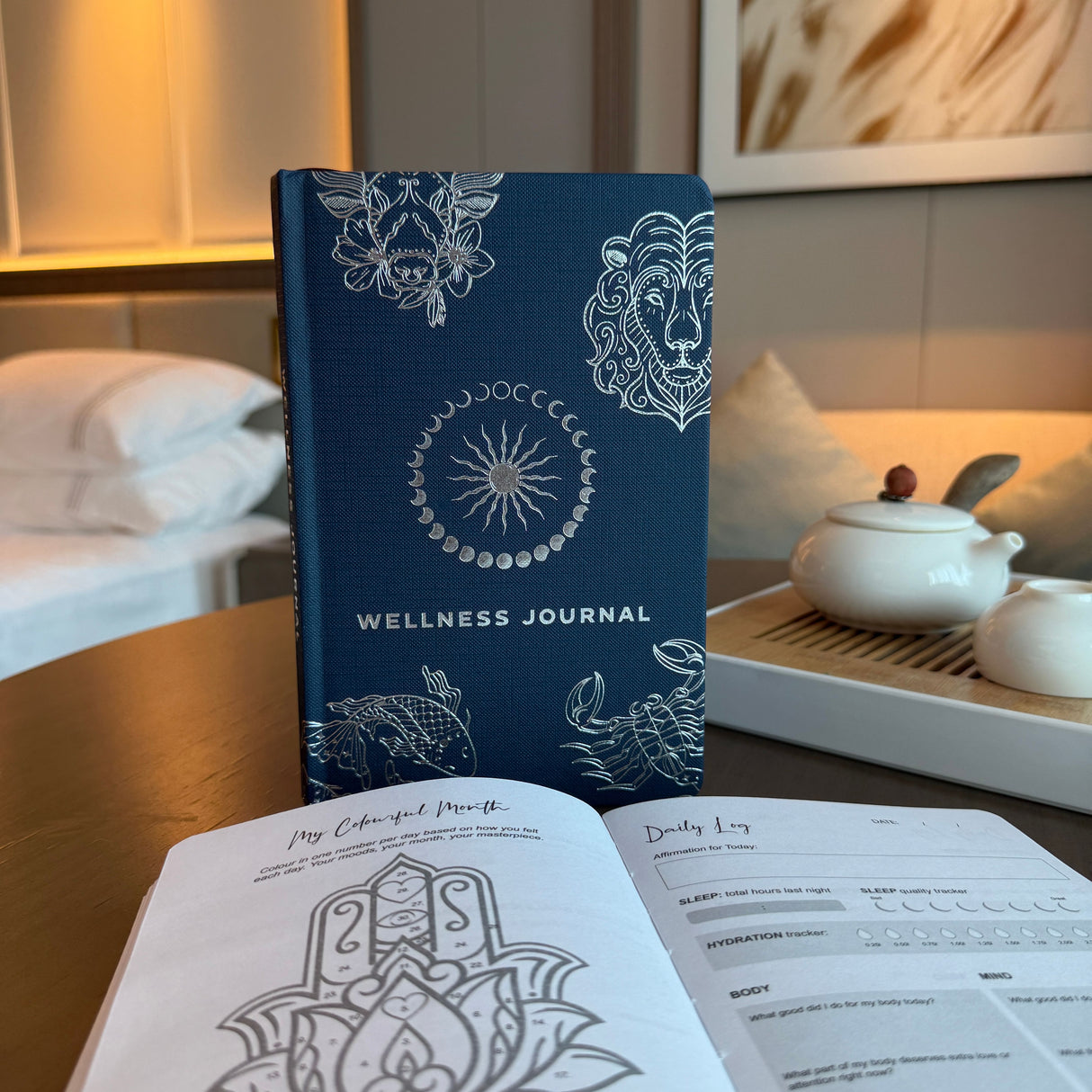 Midnight Blue Wellness Journal – 120 pages – Silver Zodiac