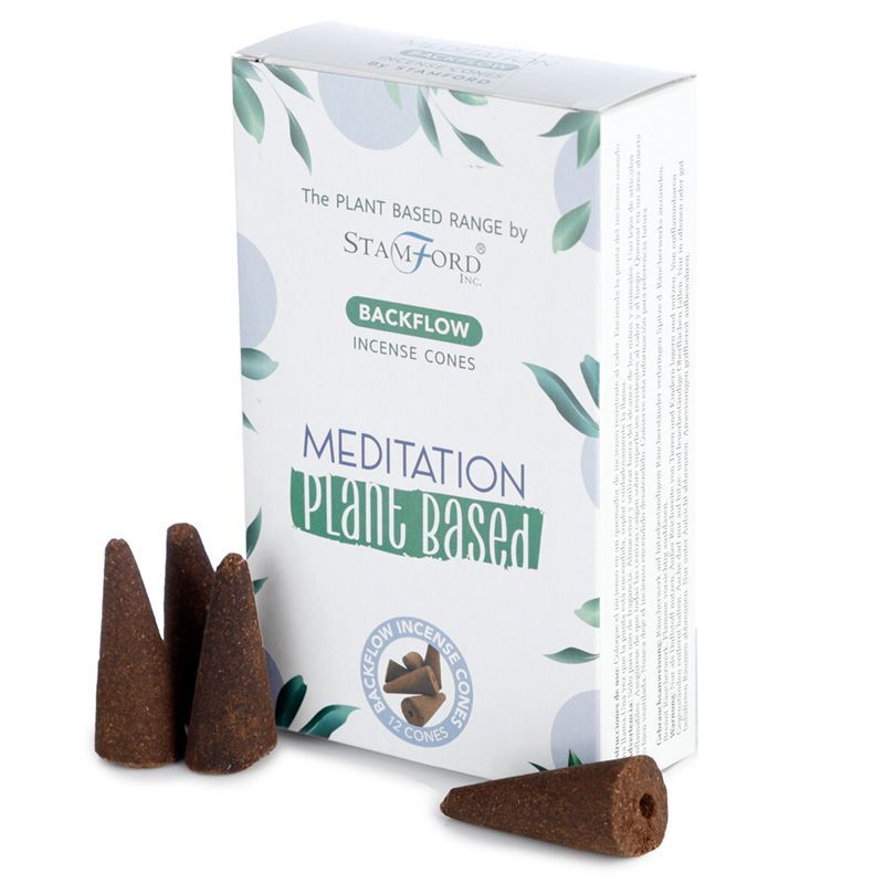 Rückfluss-Räucherkegel Pflanzlich Meditation 12 Kegel