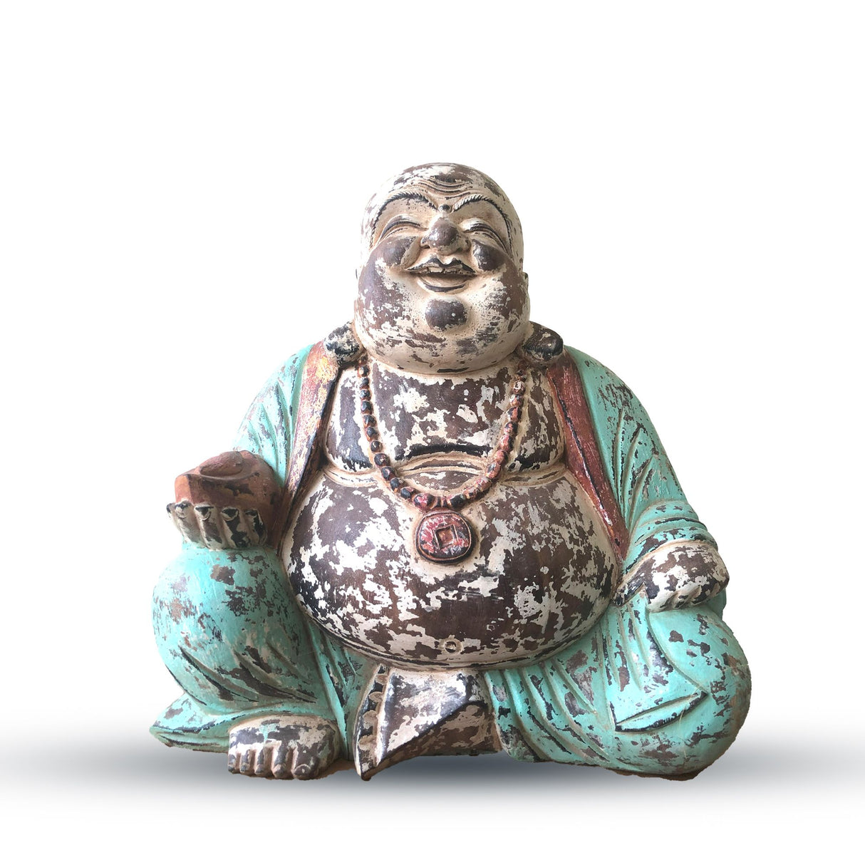 Happy Buddha Statue Vintage Hand Carved Mint 40cm