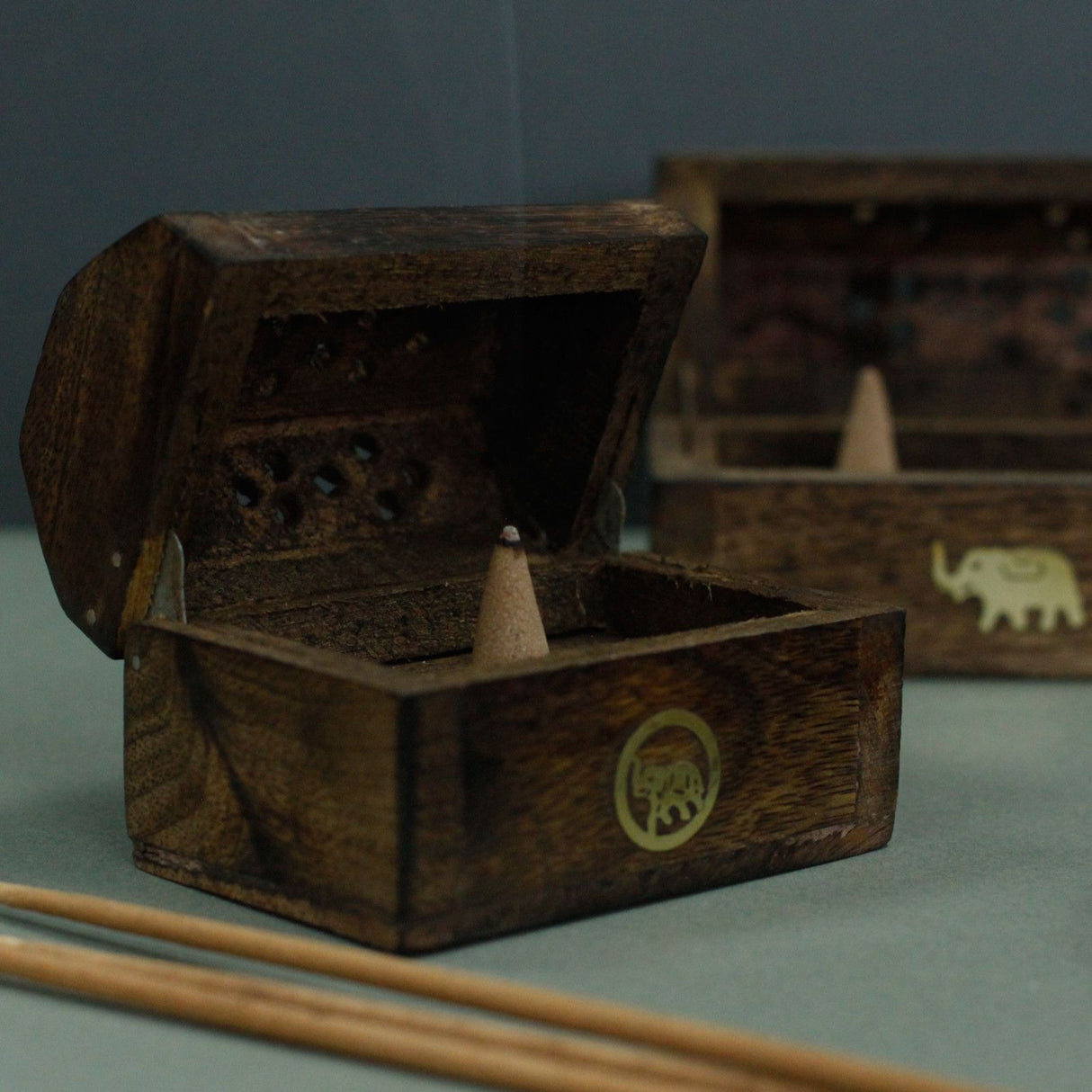 Incense Cone Burner Mini Mango Wood Smoke Box