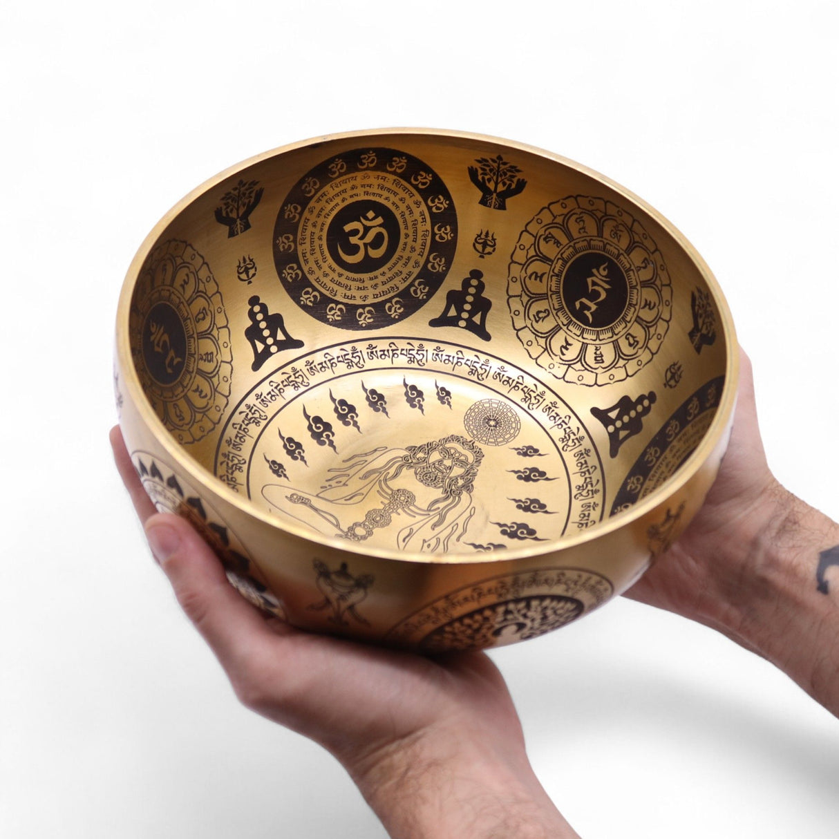 Set of 4 Etched Brass Tibetan Singing Bowls